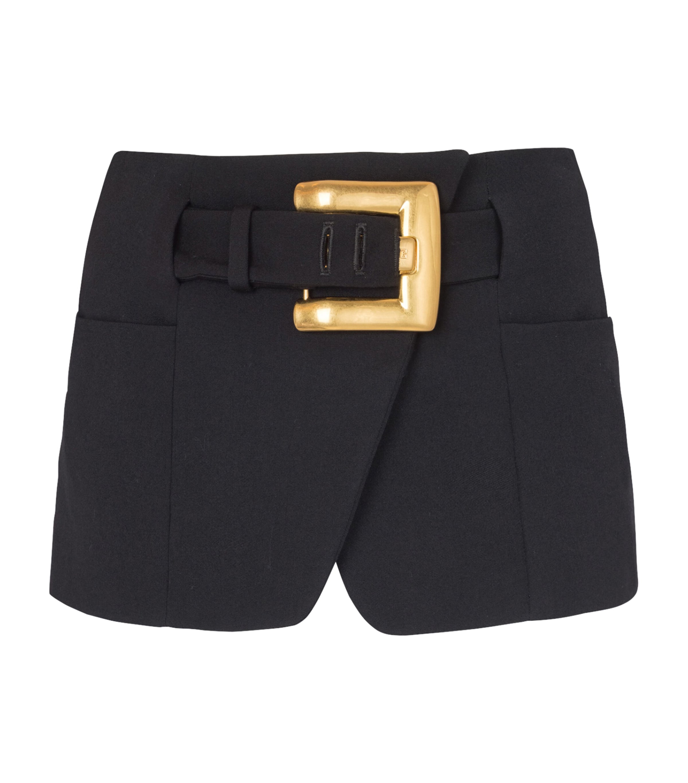 Virgin Wool Belted Mini Skirt
