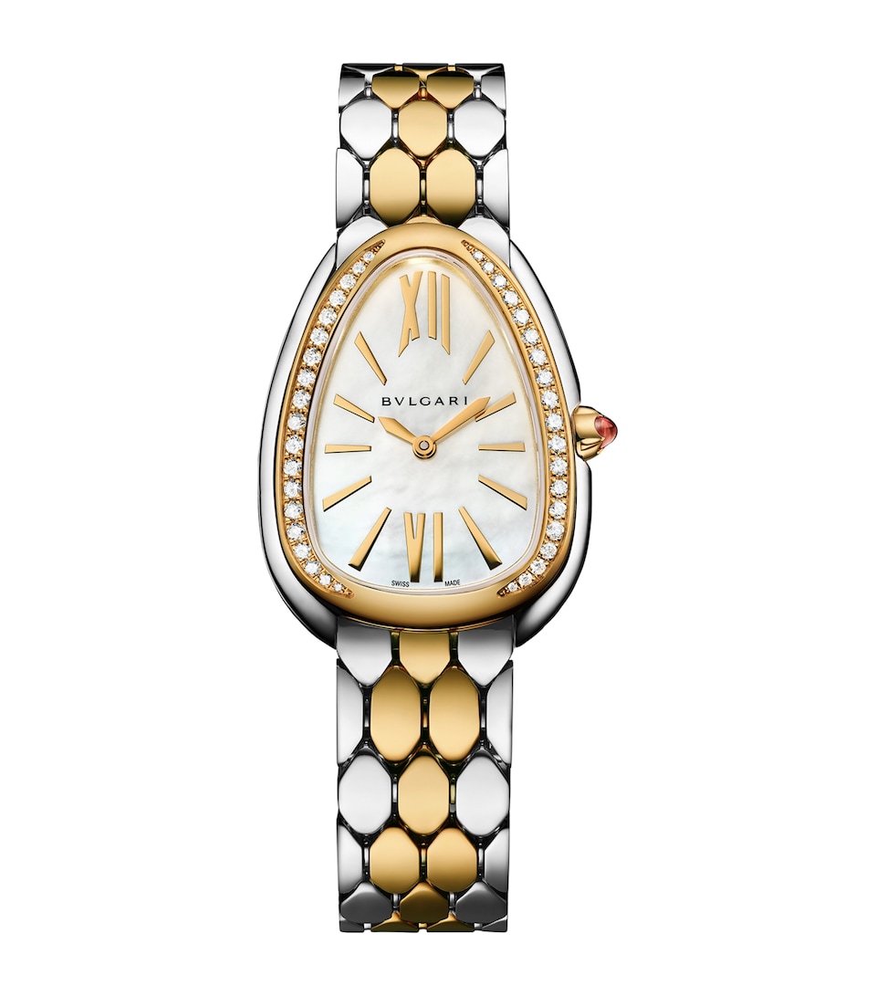 Yellow Gold, Stainless Steel and Diamond Serpenti Seduttori Watch 33mm
