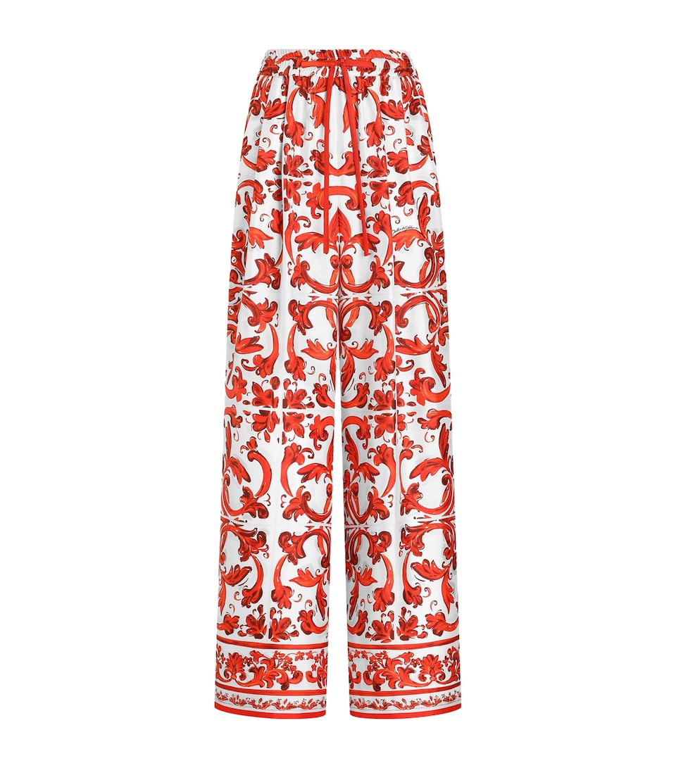Dolce&Gabbana Womens Silk Majolica Wide-Leg Trousers Combined Colou