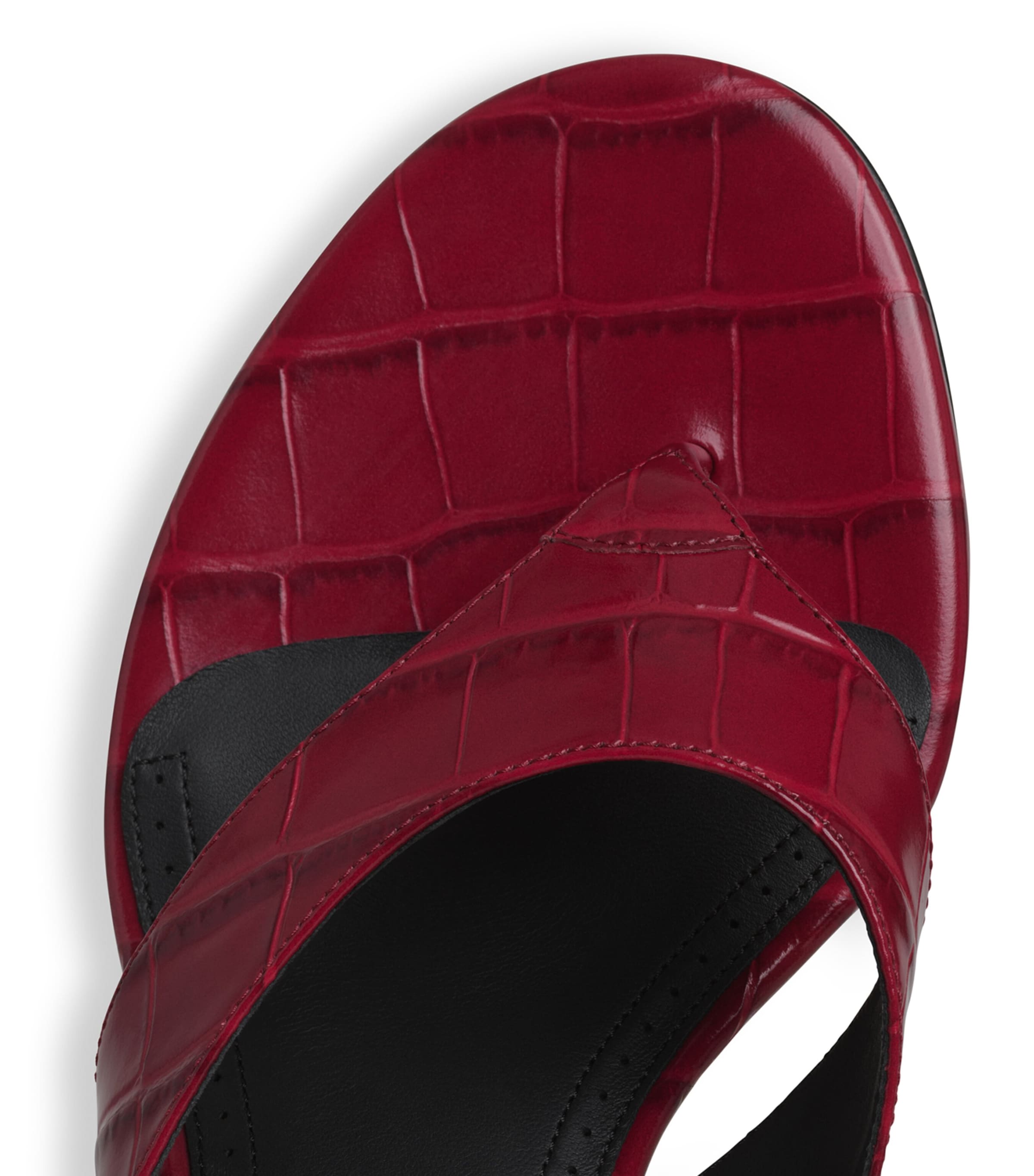 Alaïa Croc-Embossed Leather Thong Mules 55 Cherry