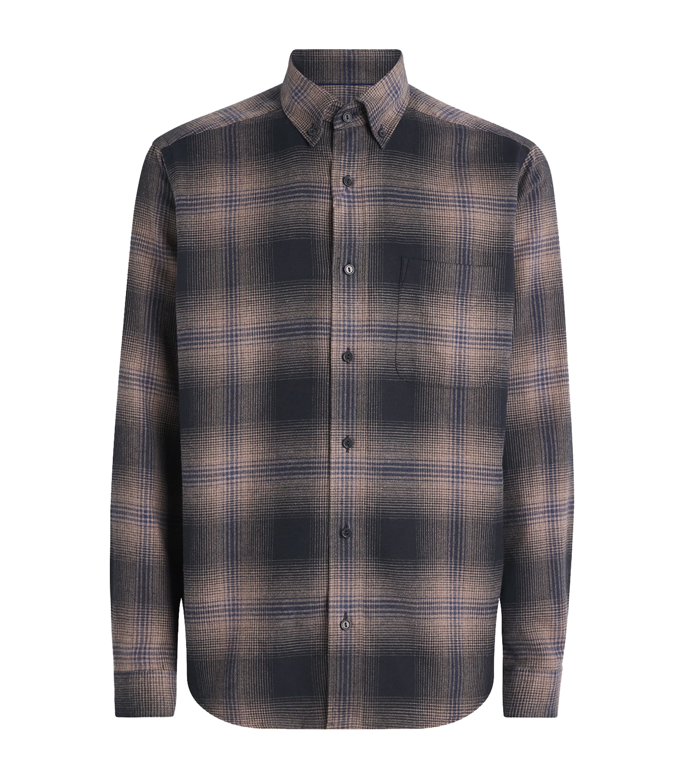 Eton Mens Flannel Check Shirt Navy Blue