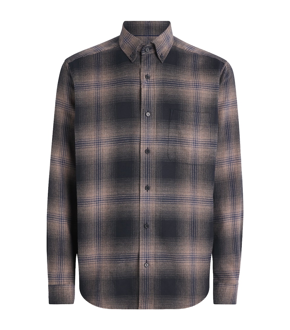 Eton Mens Flannel Check Shirt Navy Blue