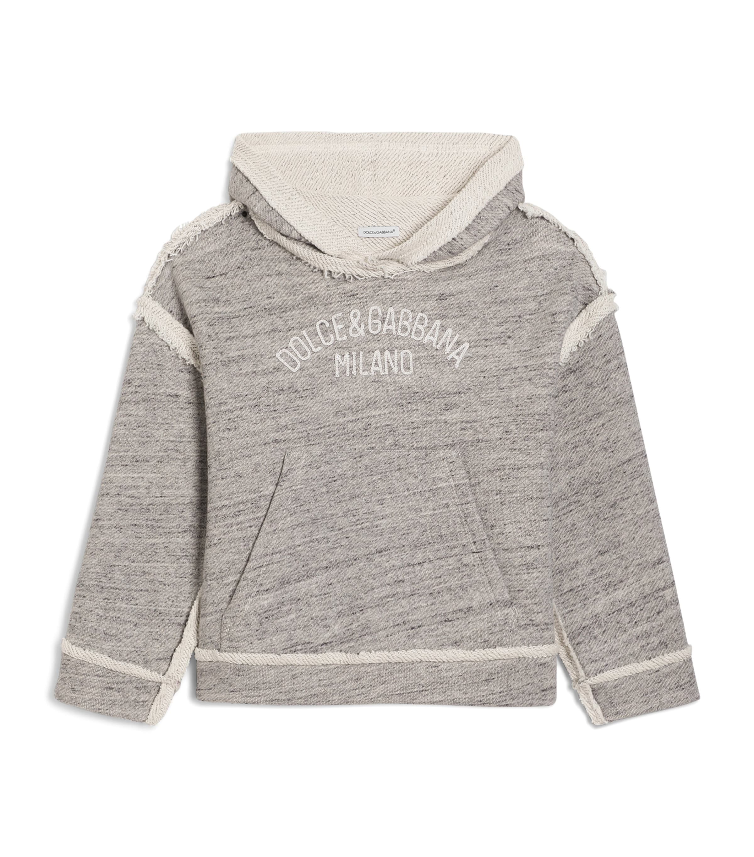 Dolce&Gabbana Kids Cotton Logo Hoodie (10-14 Years) Melange Grey