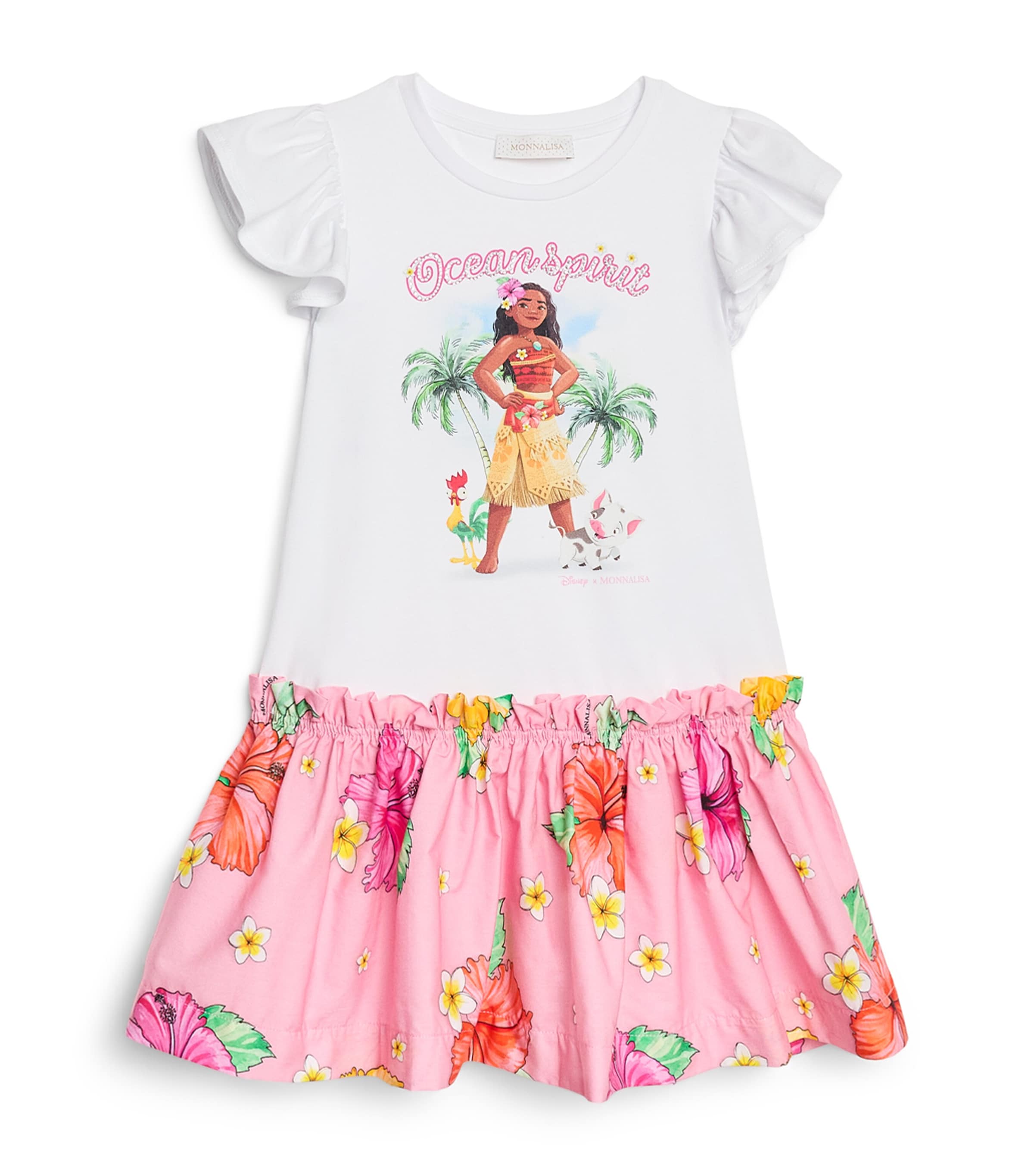 Monnalisa x Disney Moana Ocean Spirit Dress (2-12 Years) Bianco+fuxia