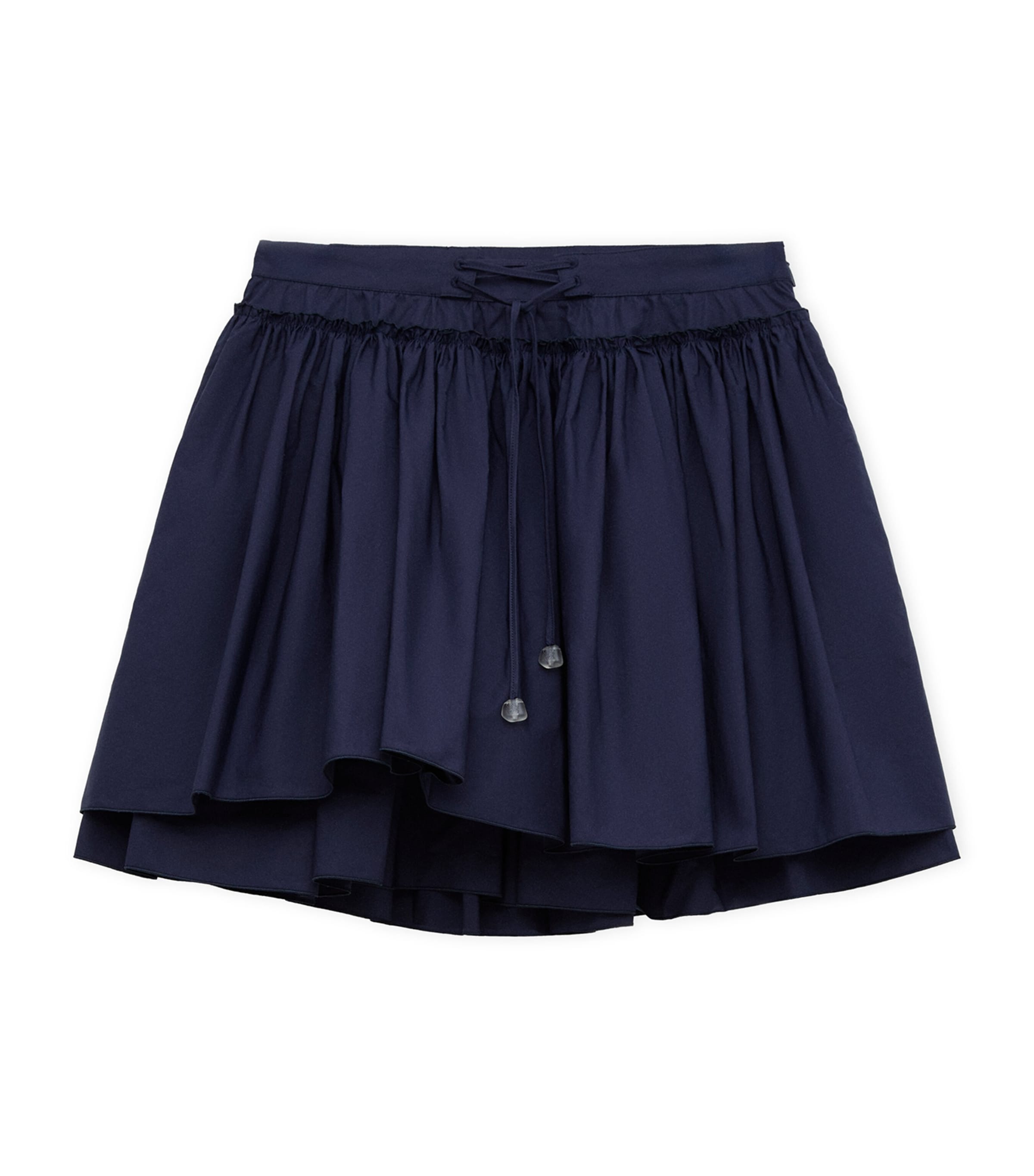 LOEWE Womens x Paul Ibiza Cotton Drawstring Mini Skirt Navy Blue