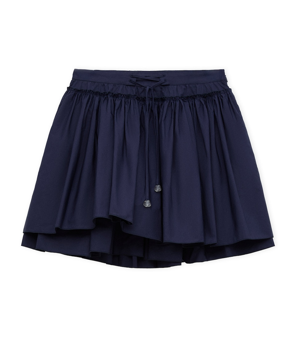 LOEWE Womens x Paul Ibiza Cotton Drawstring Mini Skirt Navy Blue