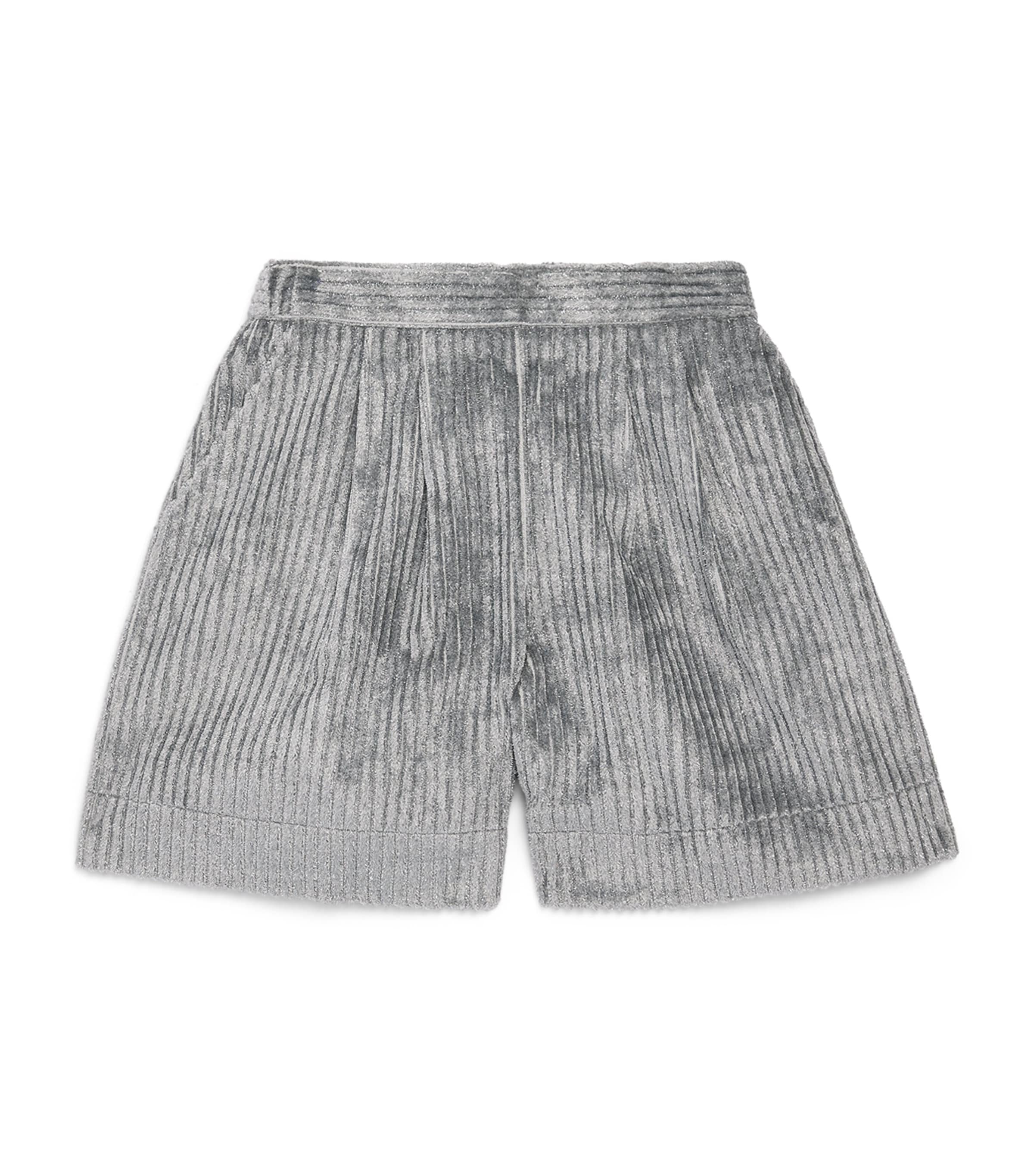 Il Gufo Velvet Glitter-Embellished Bermuda Shorts (2-12 Years) Steel Grey