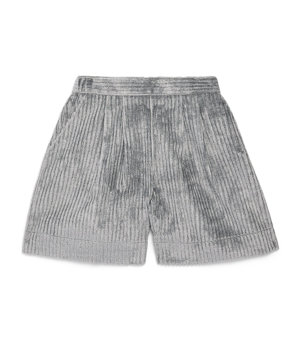 Il Gufo Velvet Glitter-Embellished Bermuda Shorts (2-12 Years) Steel Grey