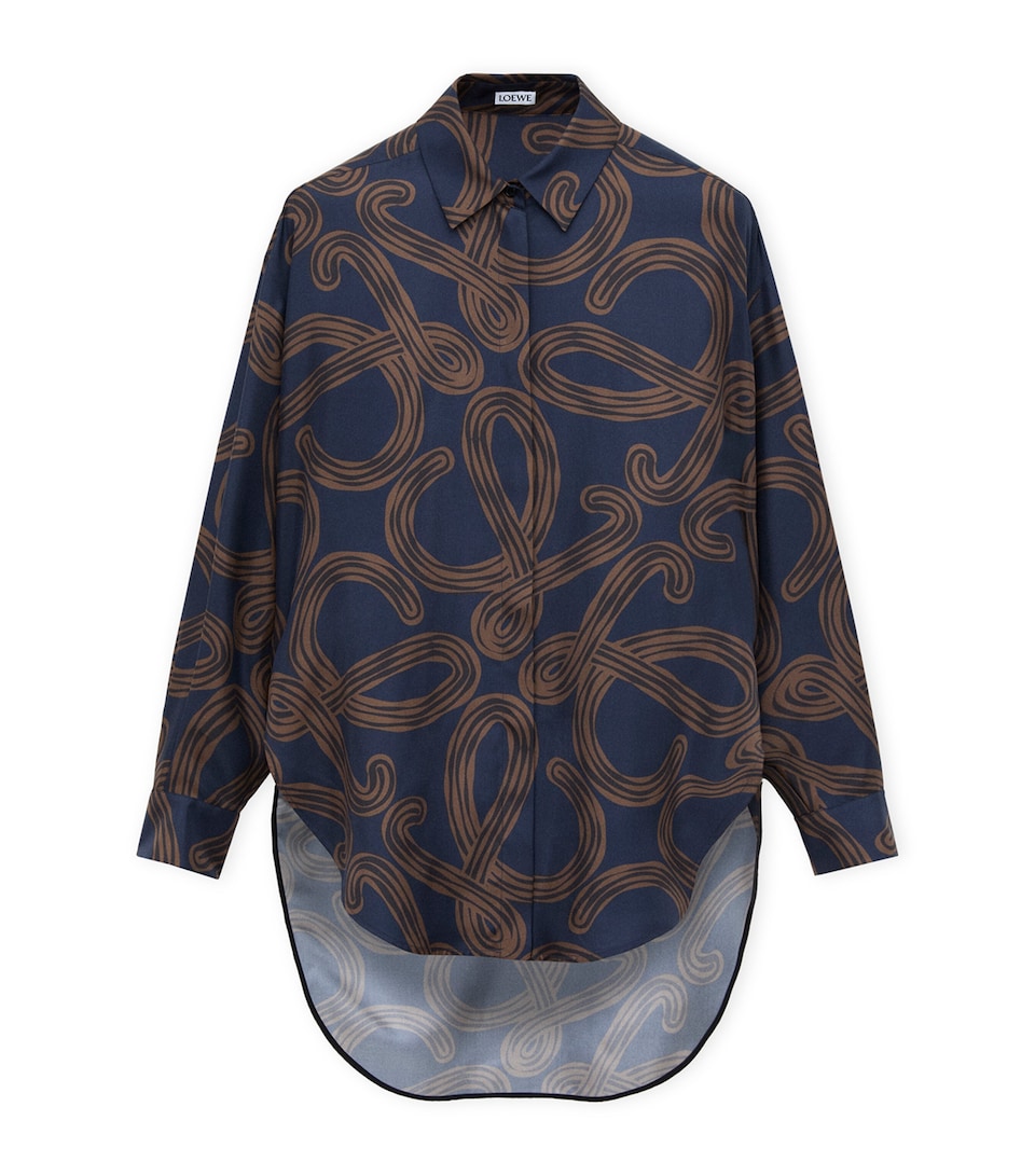 LOEWE Womens x Paula’s Ibiza Silk Oversized Shirt Navy/brown