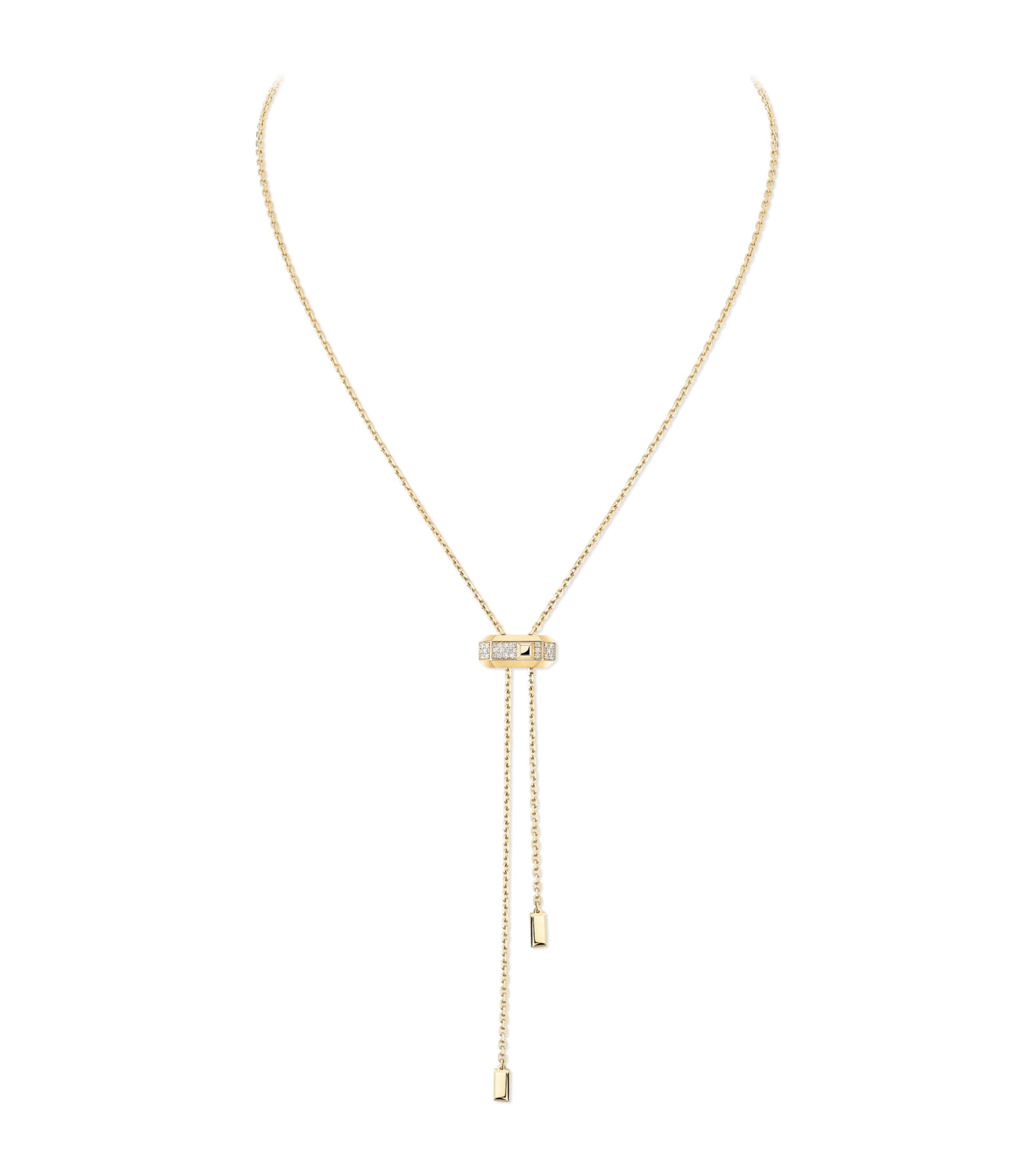 Messika Moderniste Yellow Gold and Diamond Tie Necklace White Gold