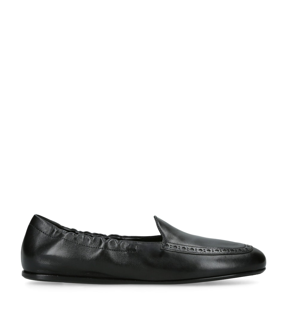 Leather Gathered Moccasin Loafers