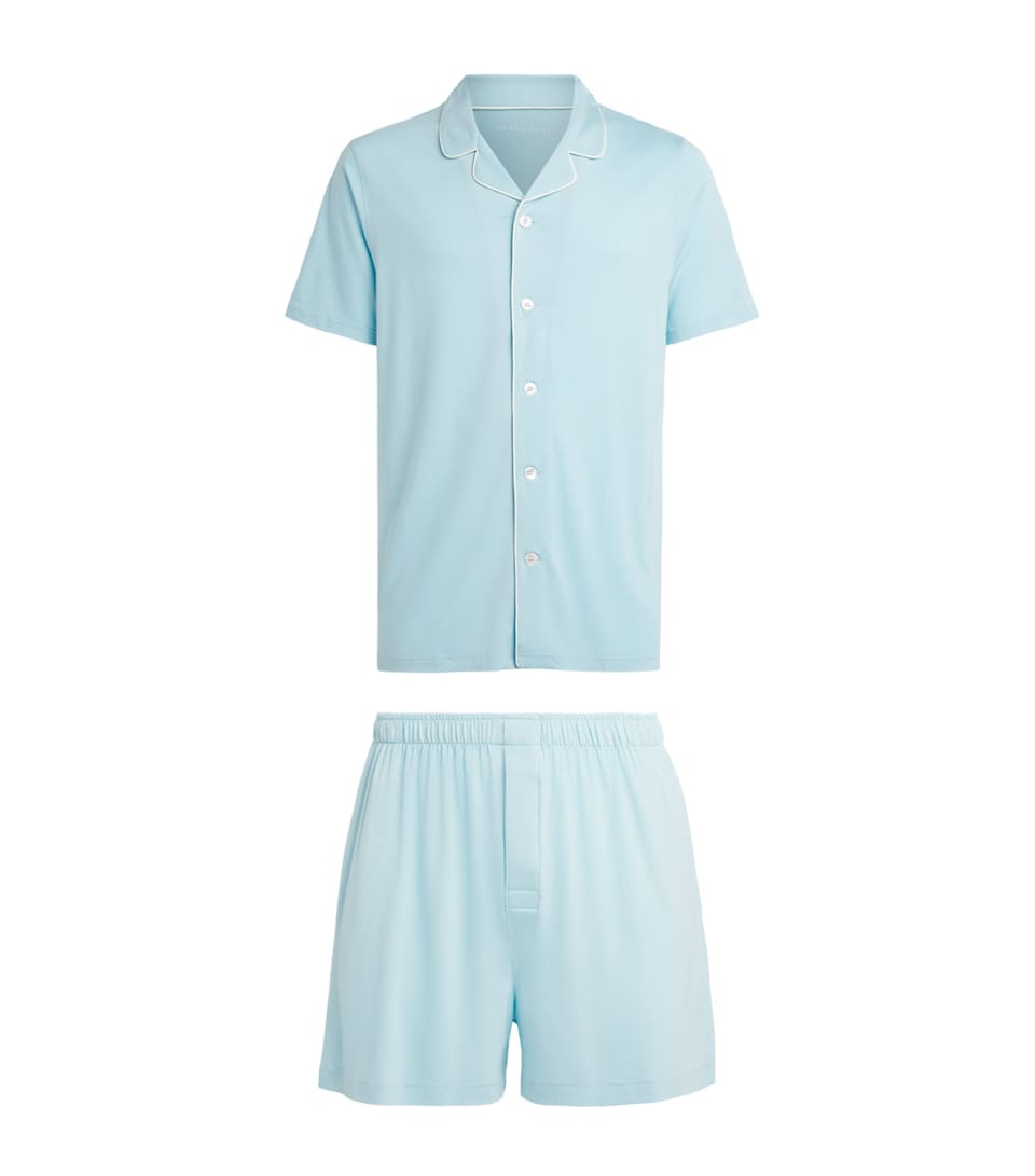 Derek Rose Mens Modal-Blend Short Basel Pyjama Set Blu