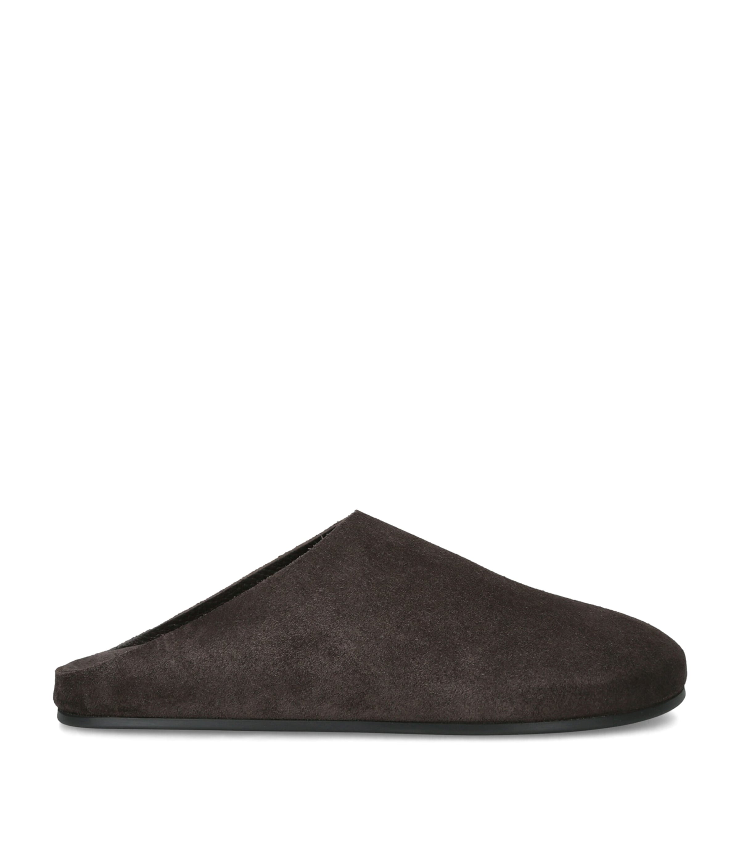 The Row Hudson Suede Slides Brown