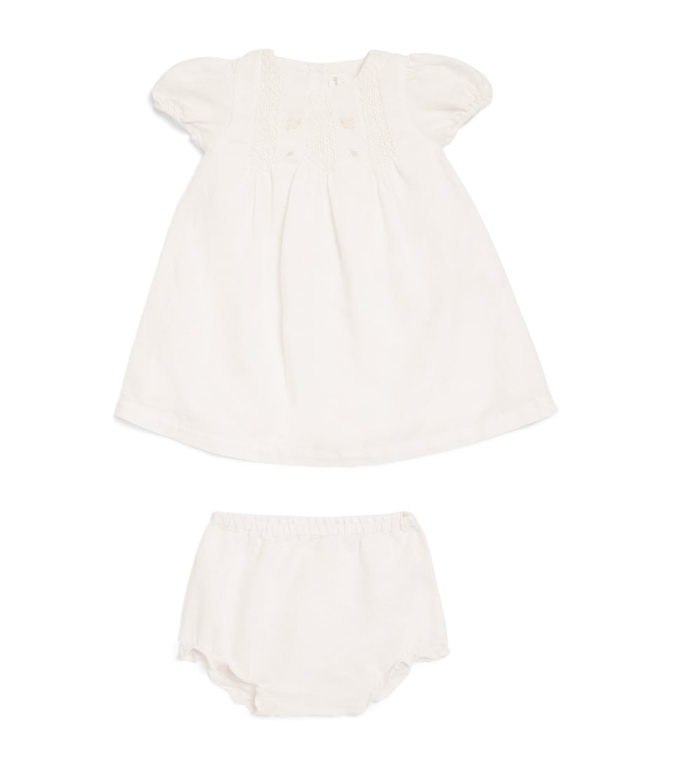 Linen-Cotton Embroidered Dress and Bloomers (0-24 Months)