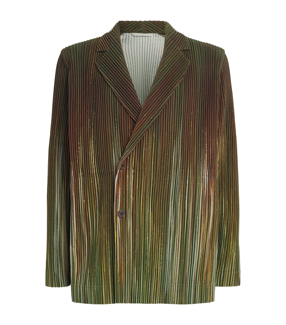 Homme Plissé Issey Miyake Mens Pleated Blazer Green