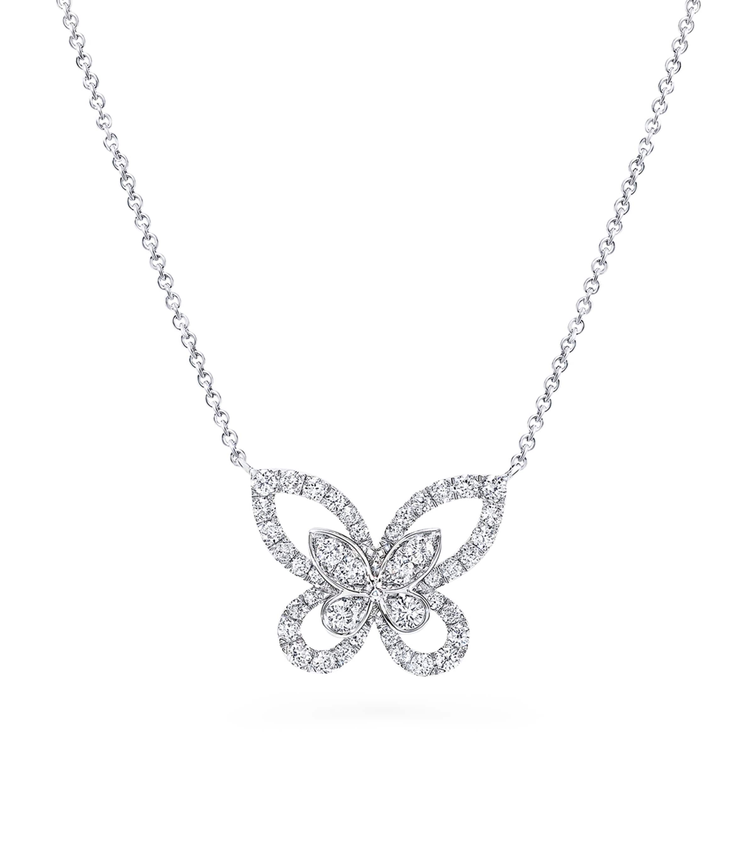 Graff White Gold and Diamond Mini Butterfly Necklace White Gold