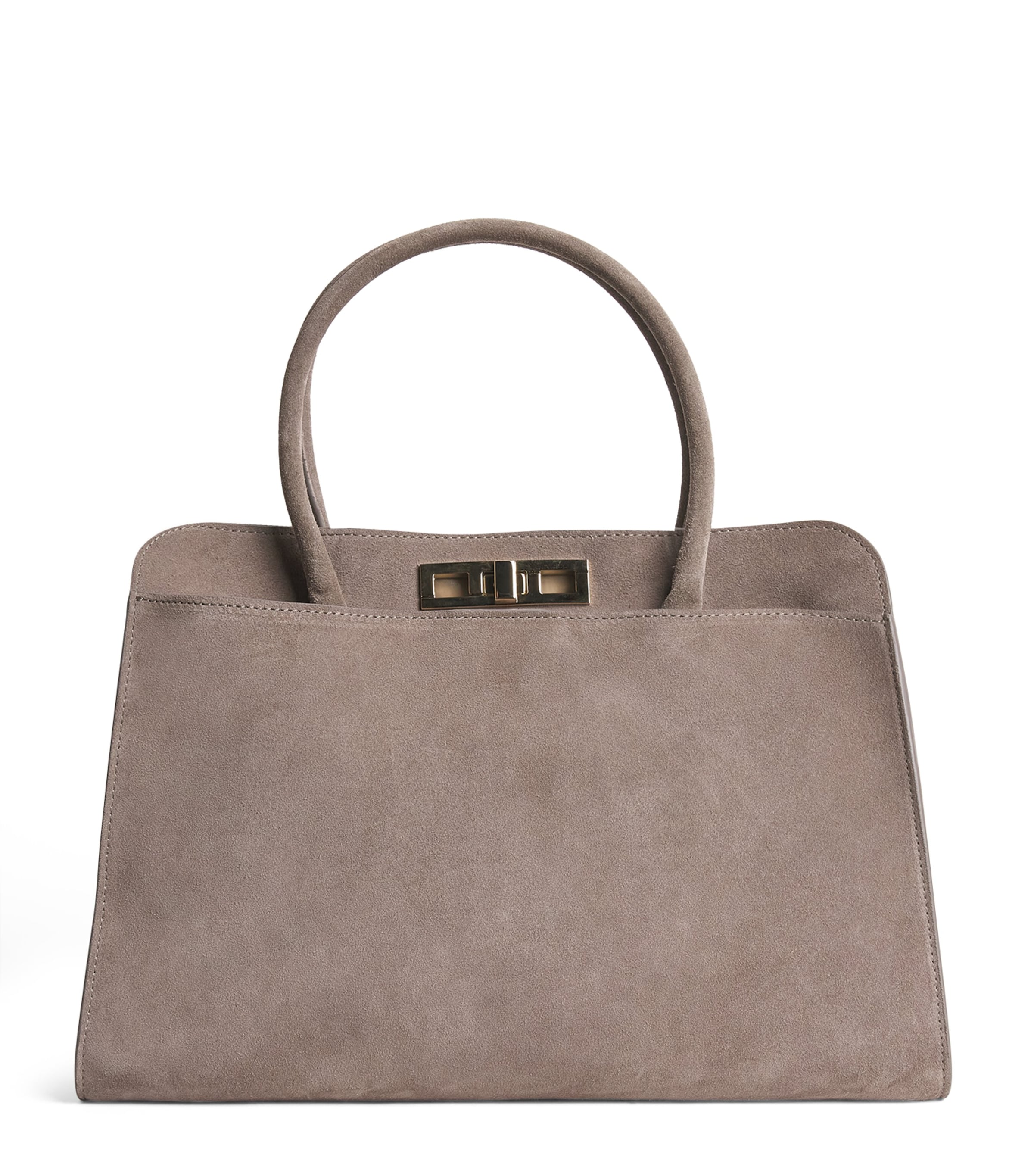 Fabiana Filippi Large Suede Josephine Top-Handle Bag Moka Meringa
