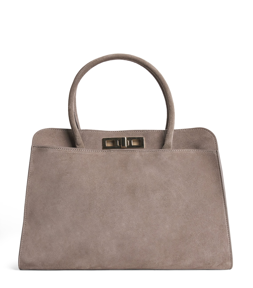 Fabiana Filippi Large Suede Josephine Top-Handle Bag Moka Meringa