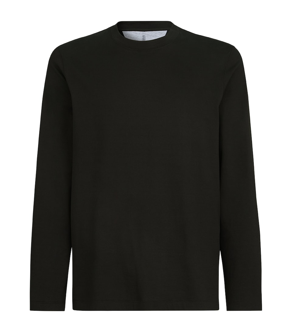 Brunello Cucinelli Mens Cotton Long-Sleeve T-Shirt Black