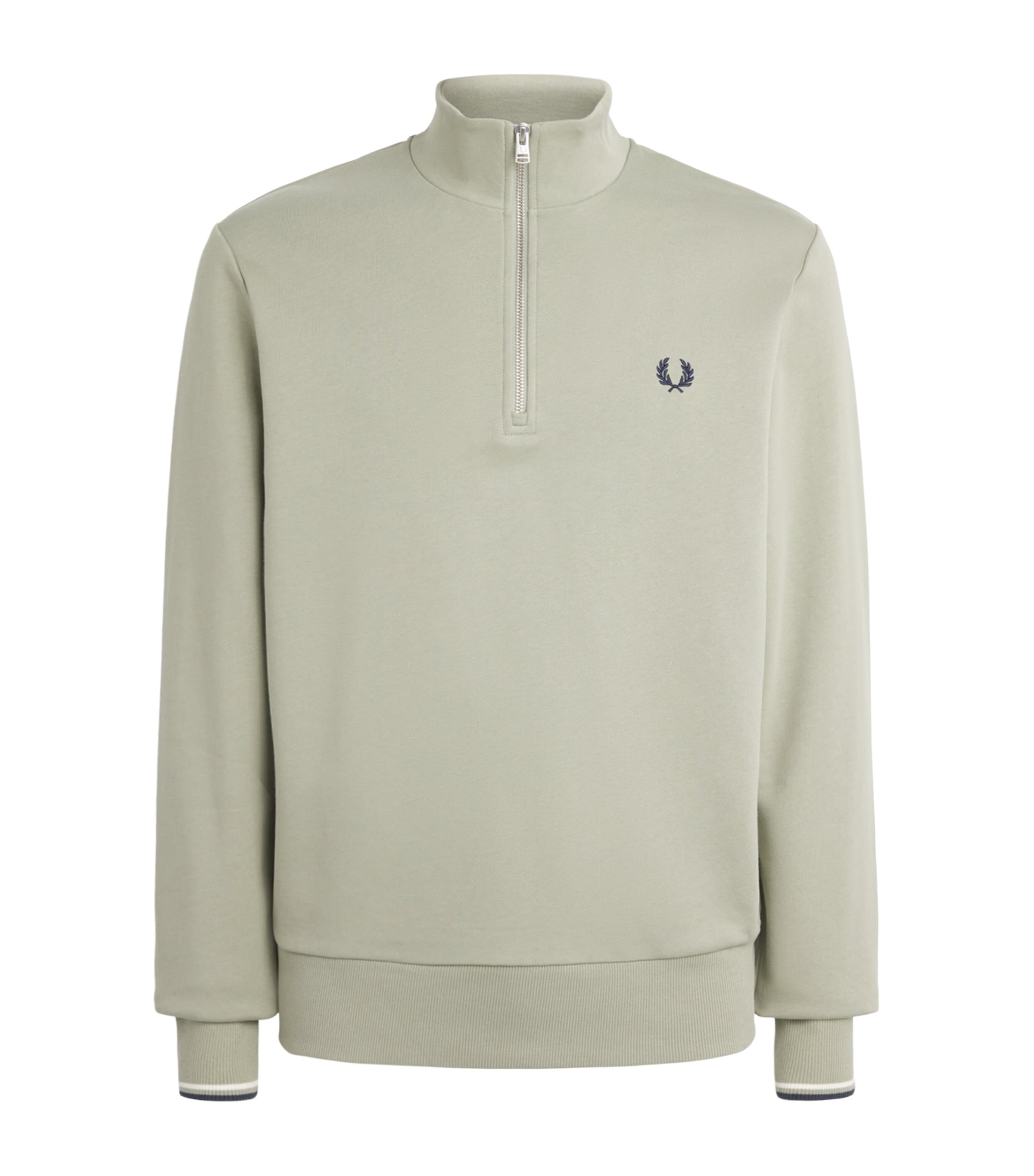 Fred Perry Mens Cotton Half-Zip Sweatshirt Seagrs/ecr/dkair