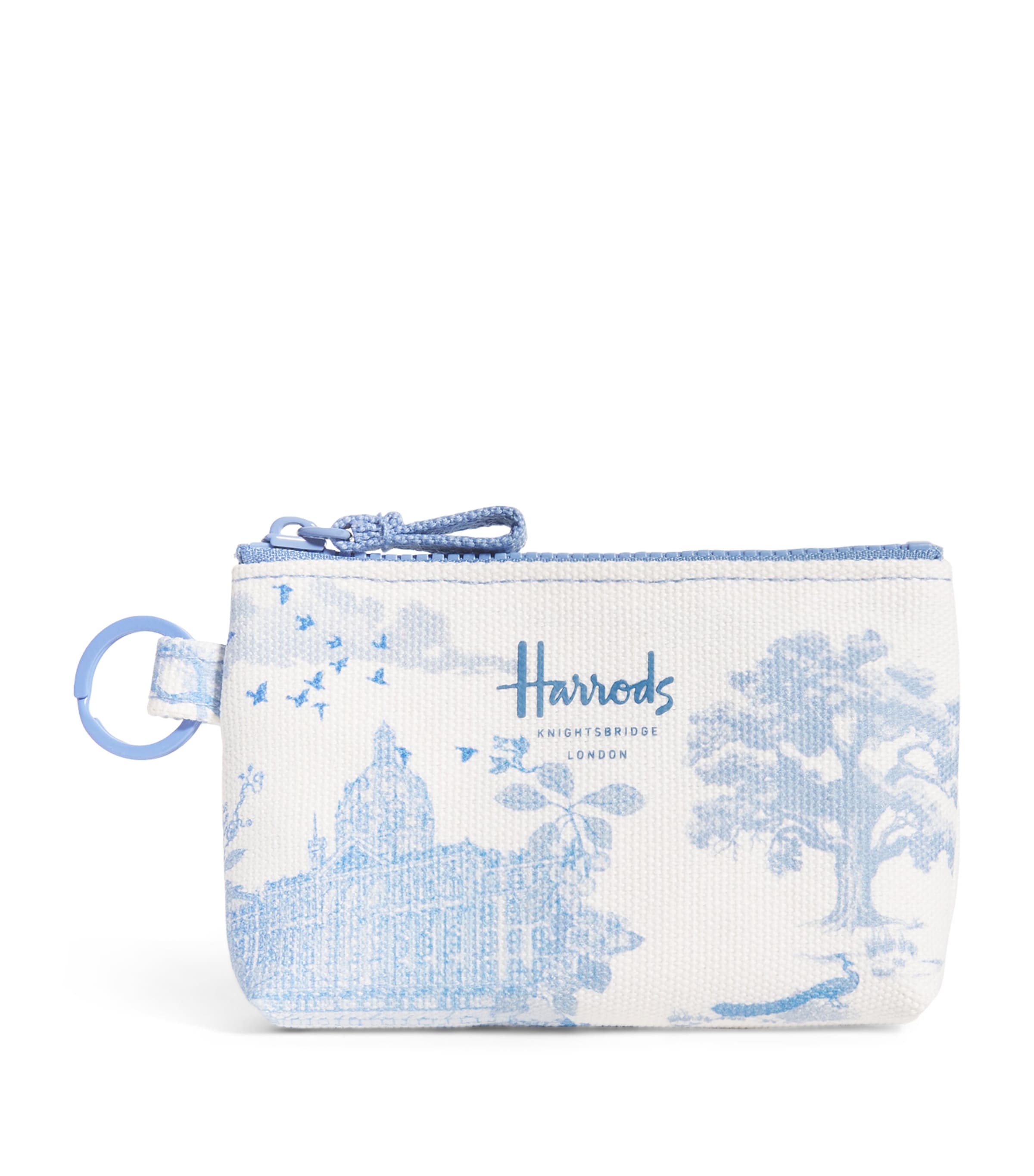 Harrods Toile Coin Purse Blue