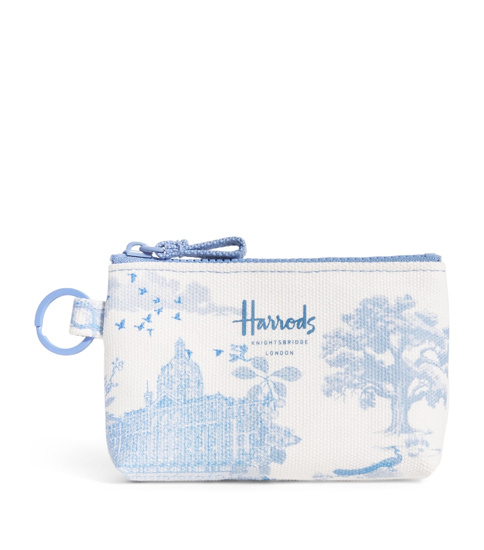 Harrods Toile Coin Purse Blue