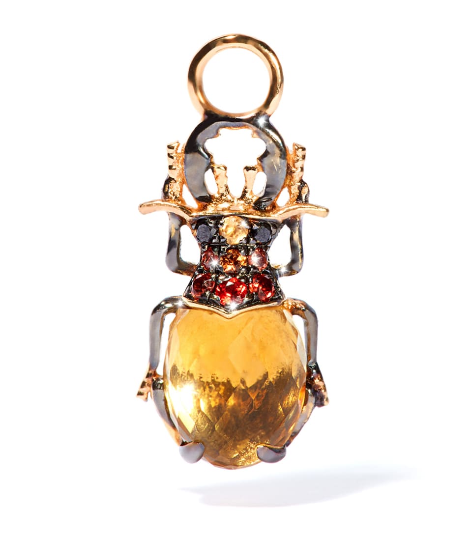 Yellow Gold and Citrine Beetle Single Earring