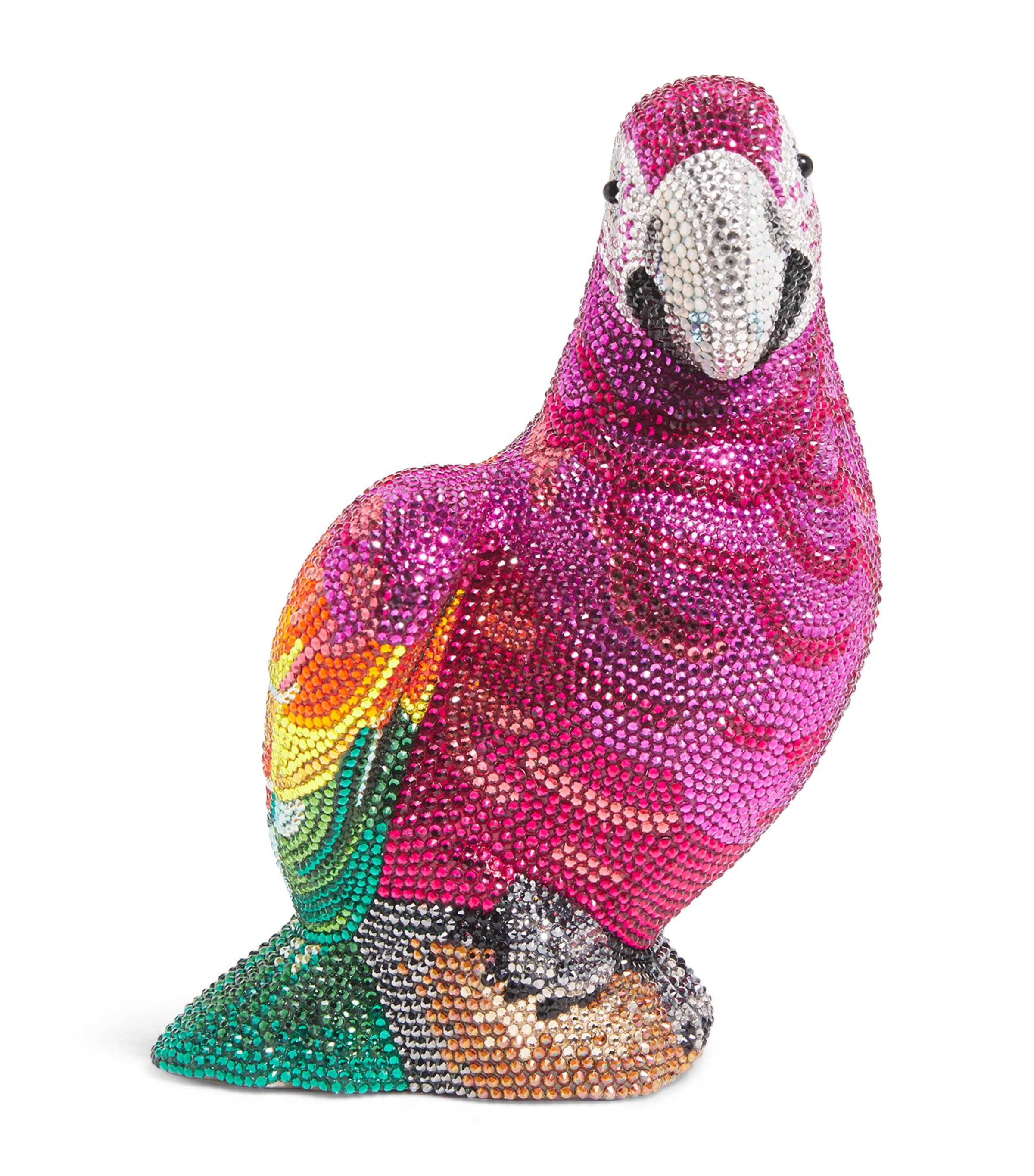 Judith Leiber Crystal Parrot Bali Clutch Bag Sfumt Fushia Multi