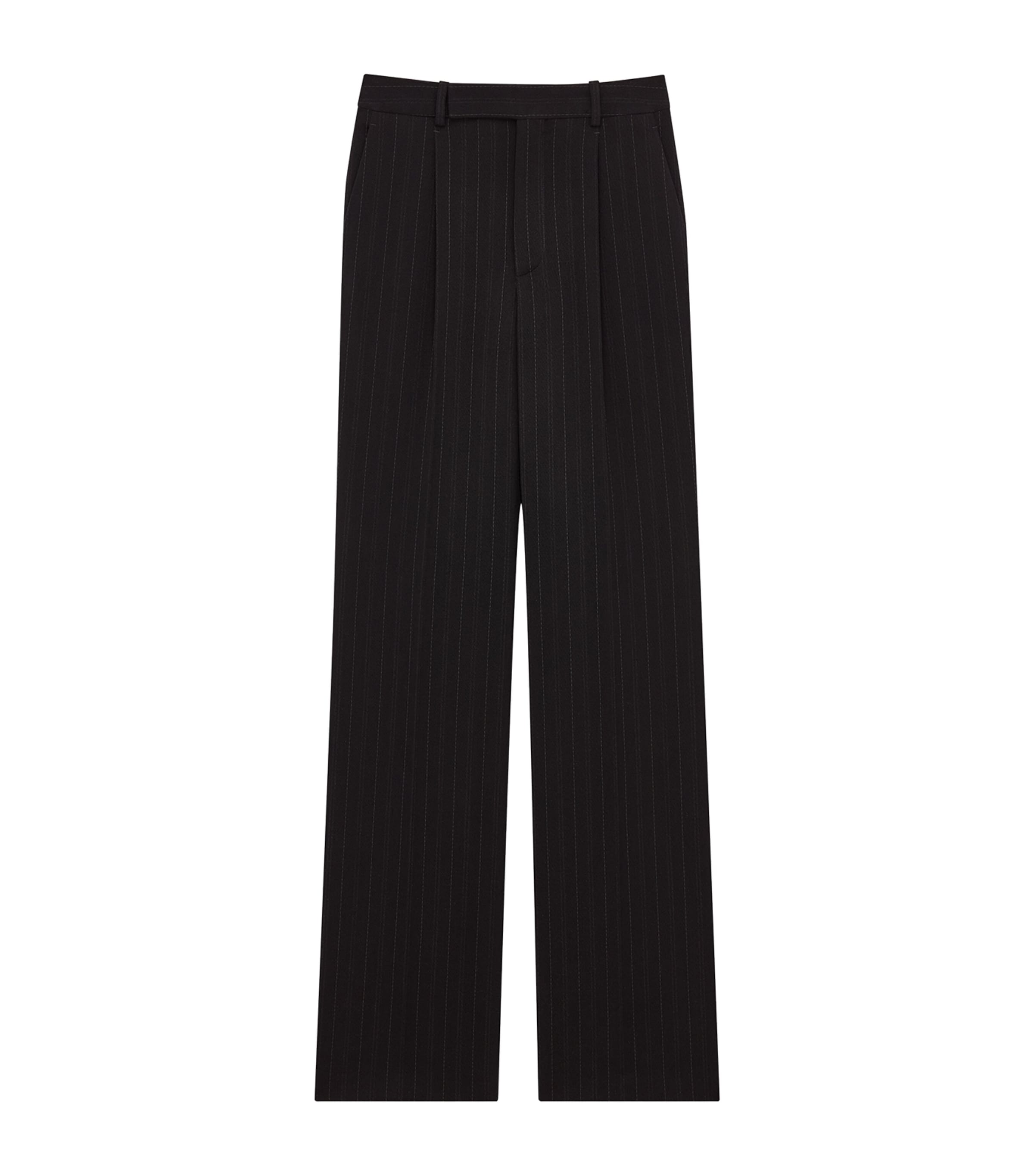 Saint Laurent Womens Wool Stripe Tailored Trousers
