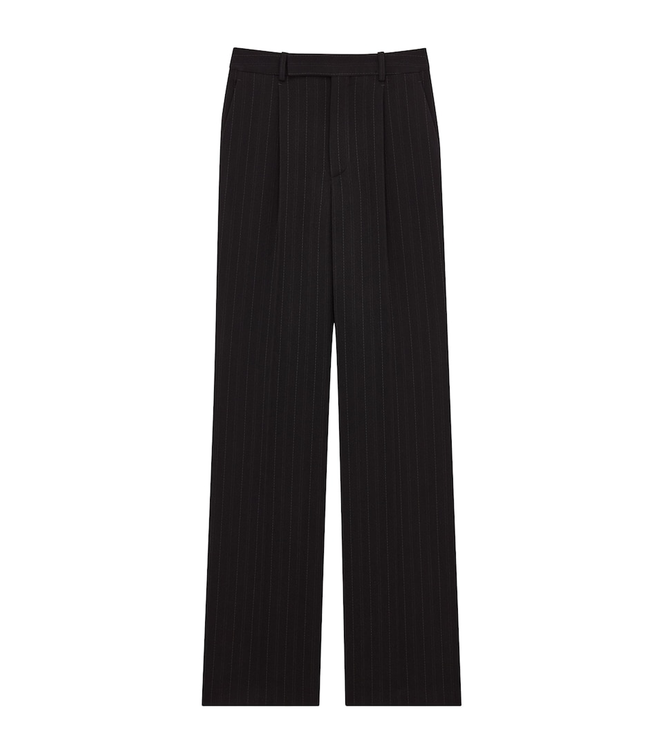Saint Laurent Womens Wool Stripe Tailored Trousers