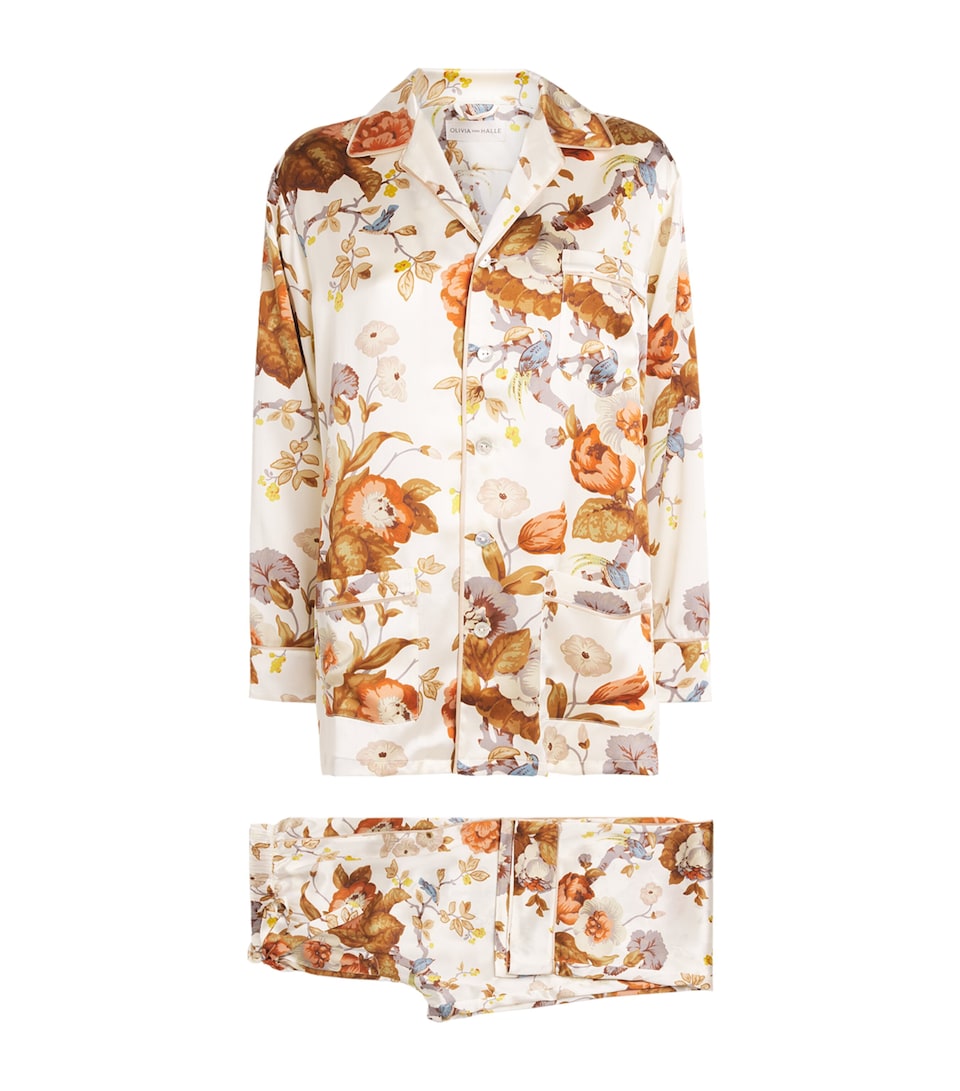 Olivia von Halle Womens Silk Floral Yves Pyjama Set Violette