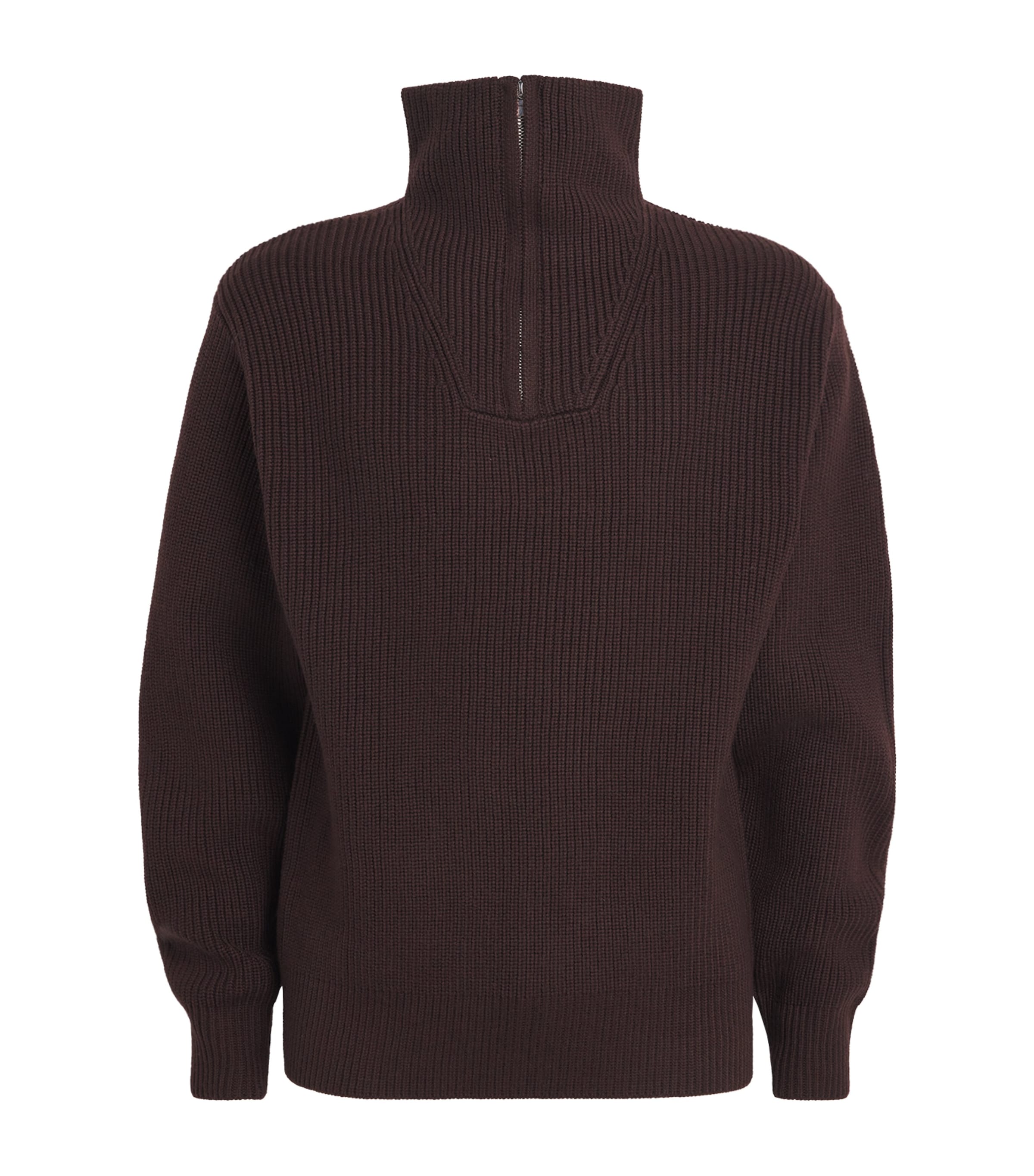 Merino Wool Quarter-Zip Ribbed Sweater