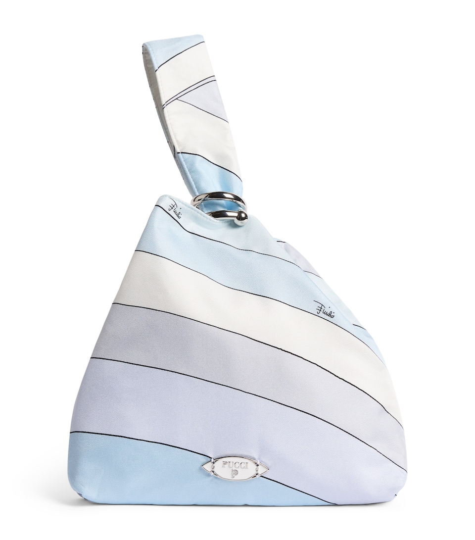 PUCCI Silk Iride Top-Handle Bag Light Blue