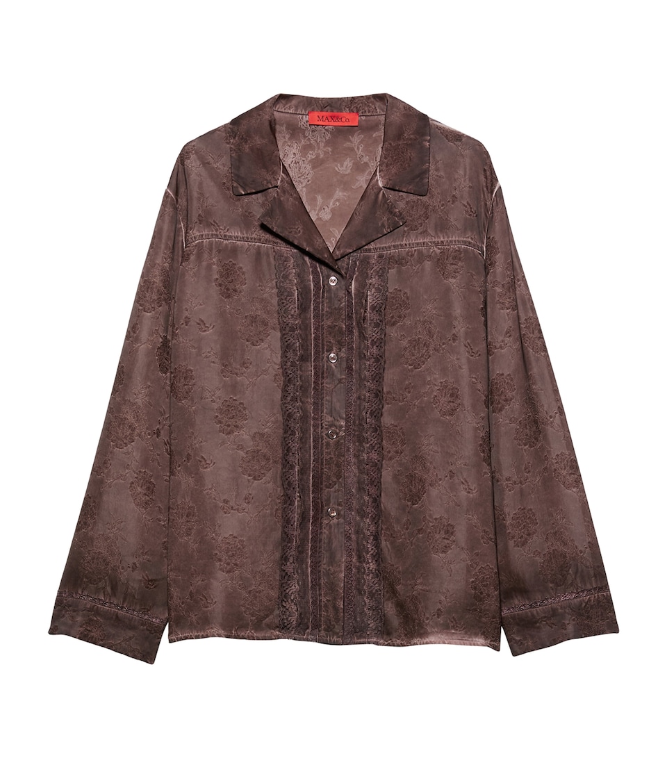 MAX&Co. Womens Lace-Trim Shirt Chocolate