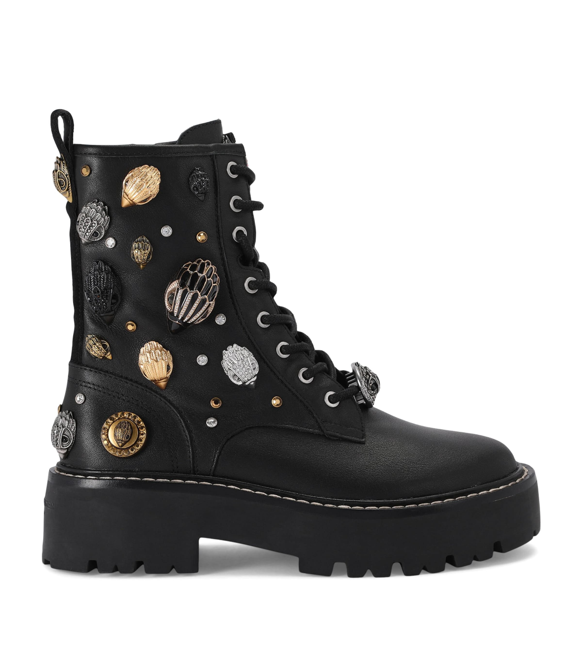 Kurt Geiger London Leather Woolwich Eagle Boots Black