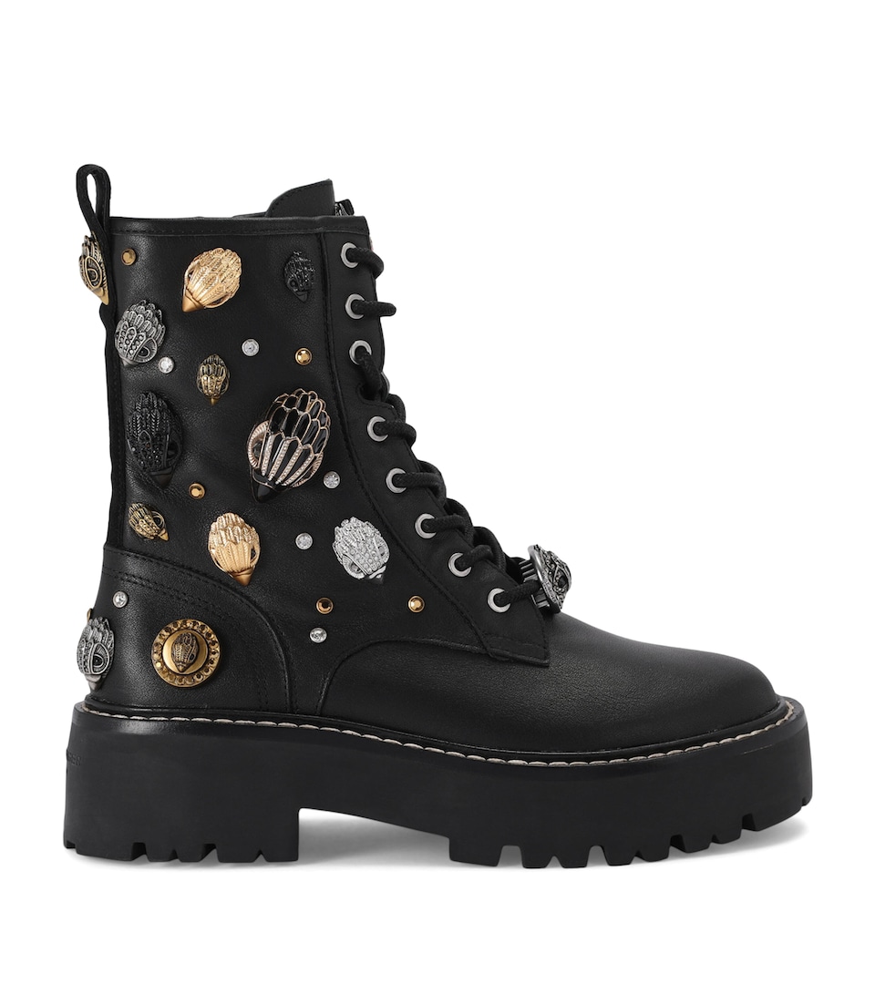 Kurt Geiger London Leather Woolwich Eagle Boots Black