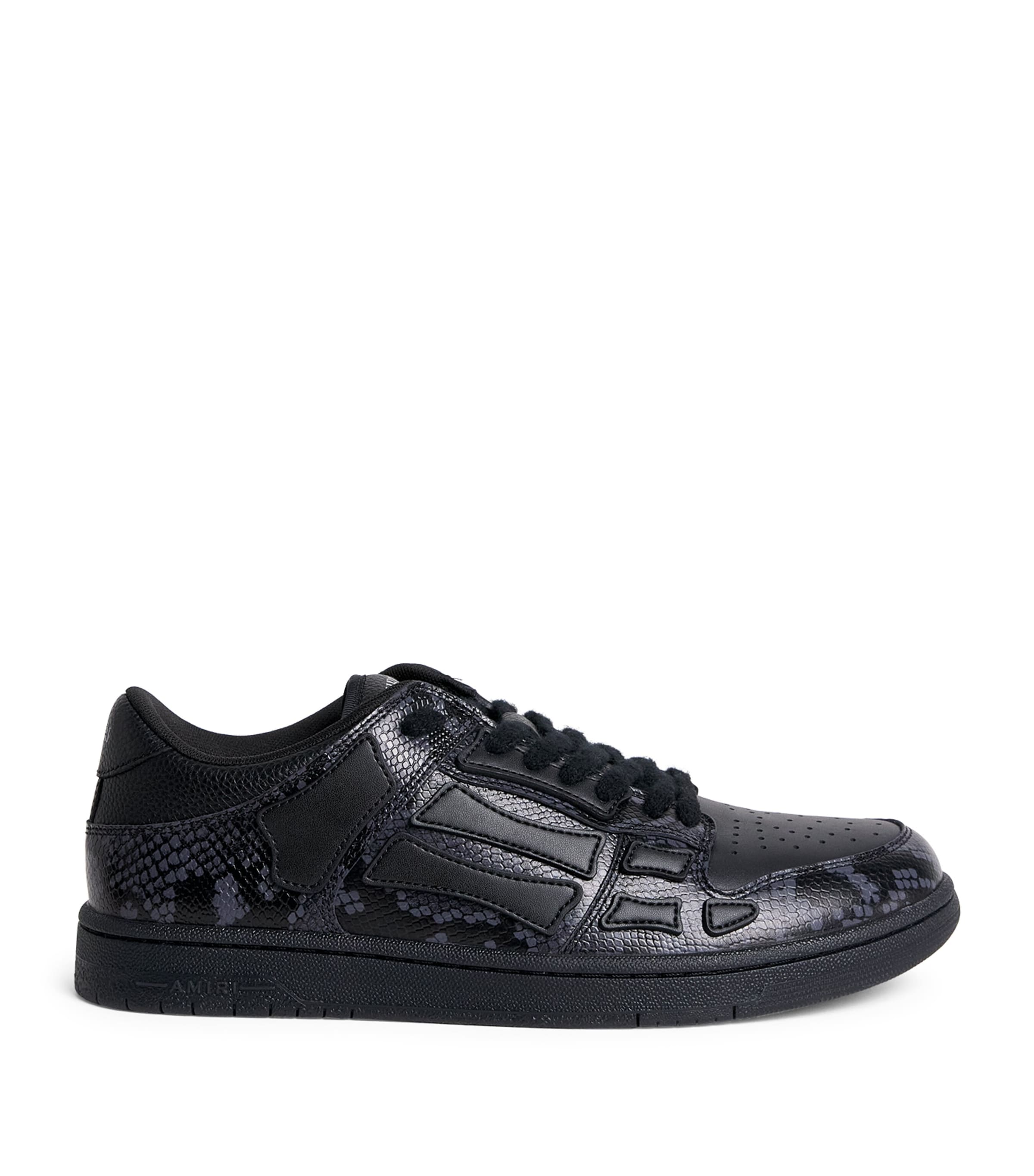 AMIRI Leather Python-Print Skel Top Low Sneakers Black