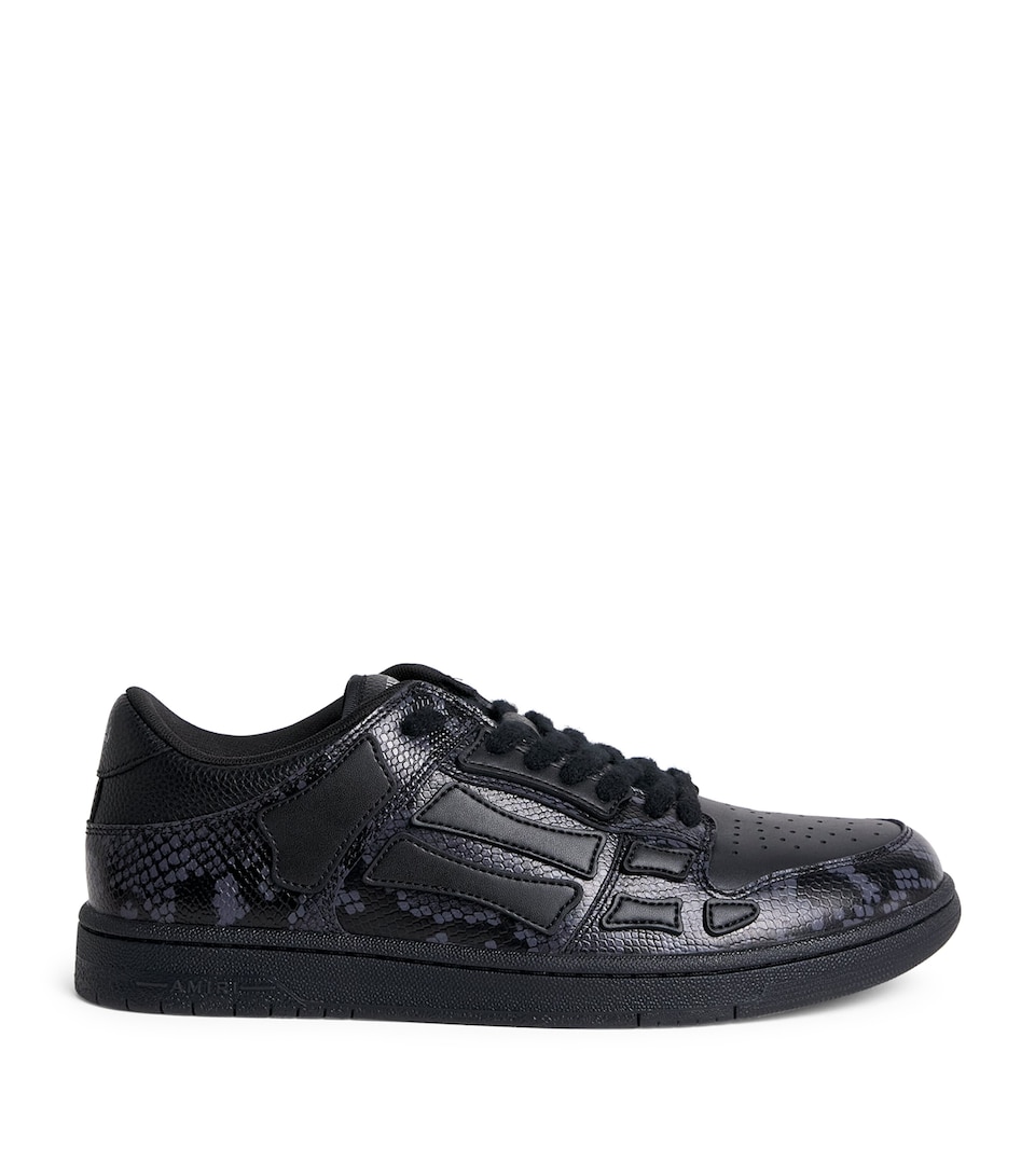 AMIRI Leather Python-Print Skel Top Low Sneakers Black