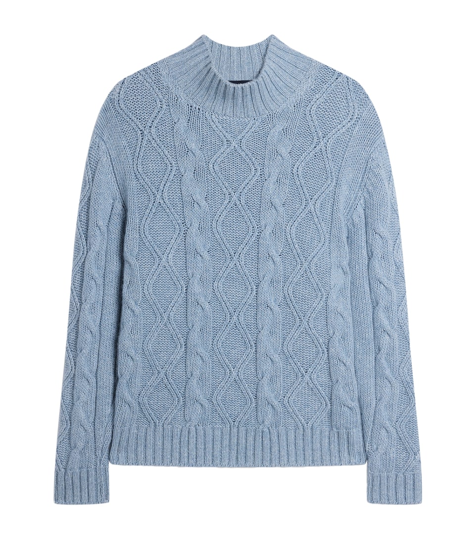 Cashmere-Blend Aran Cable-Knit Sweater