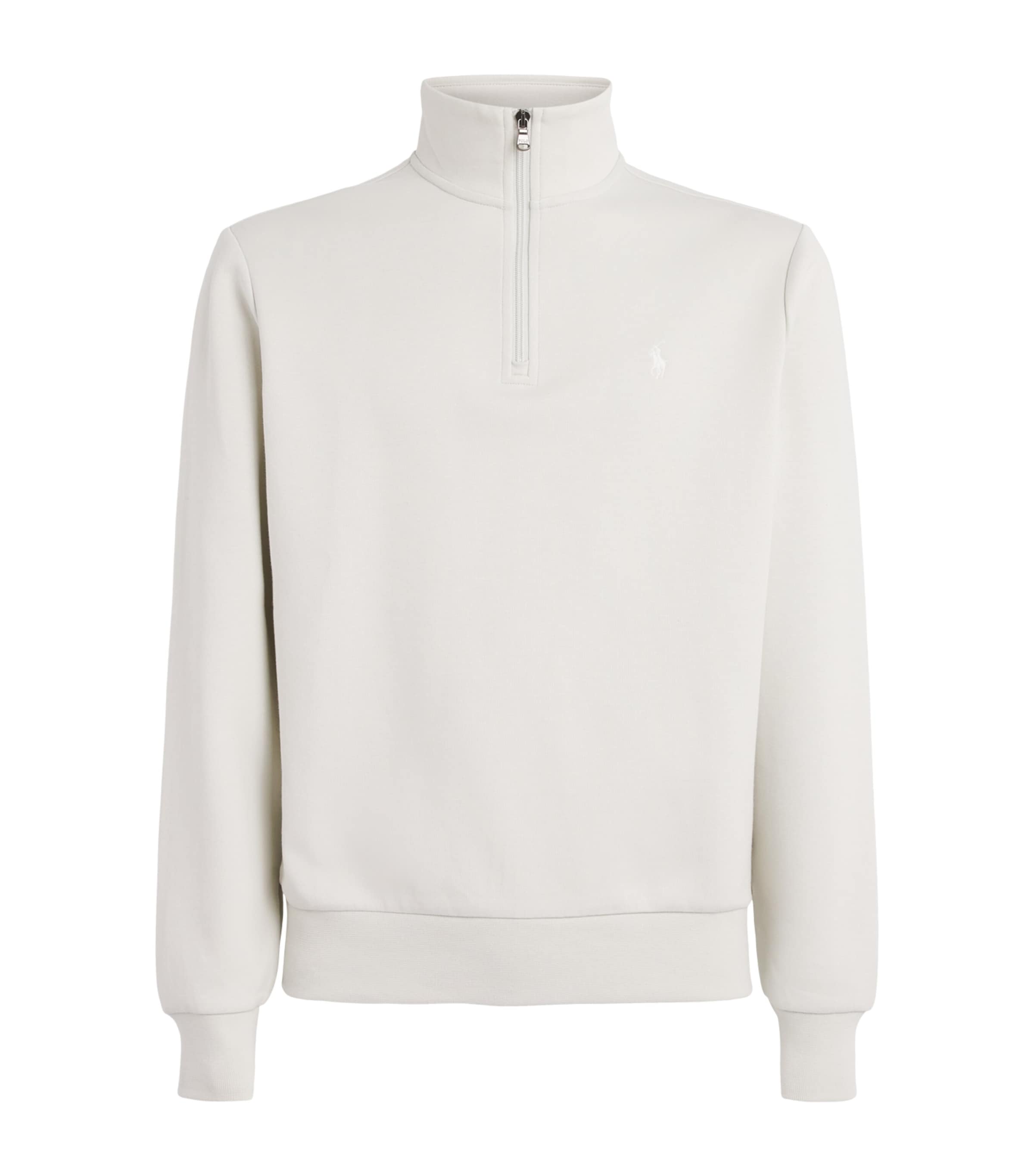Polo Ralph Lauren Mens Polo Pony Quarter-Zip Sweatshirt Stone Pebble