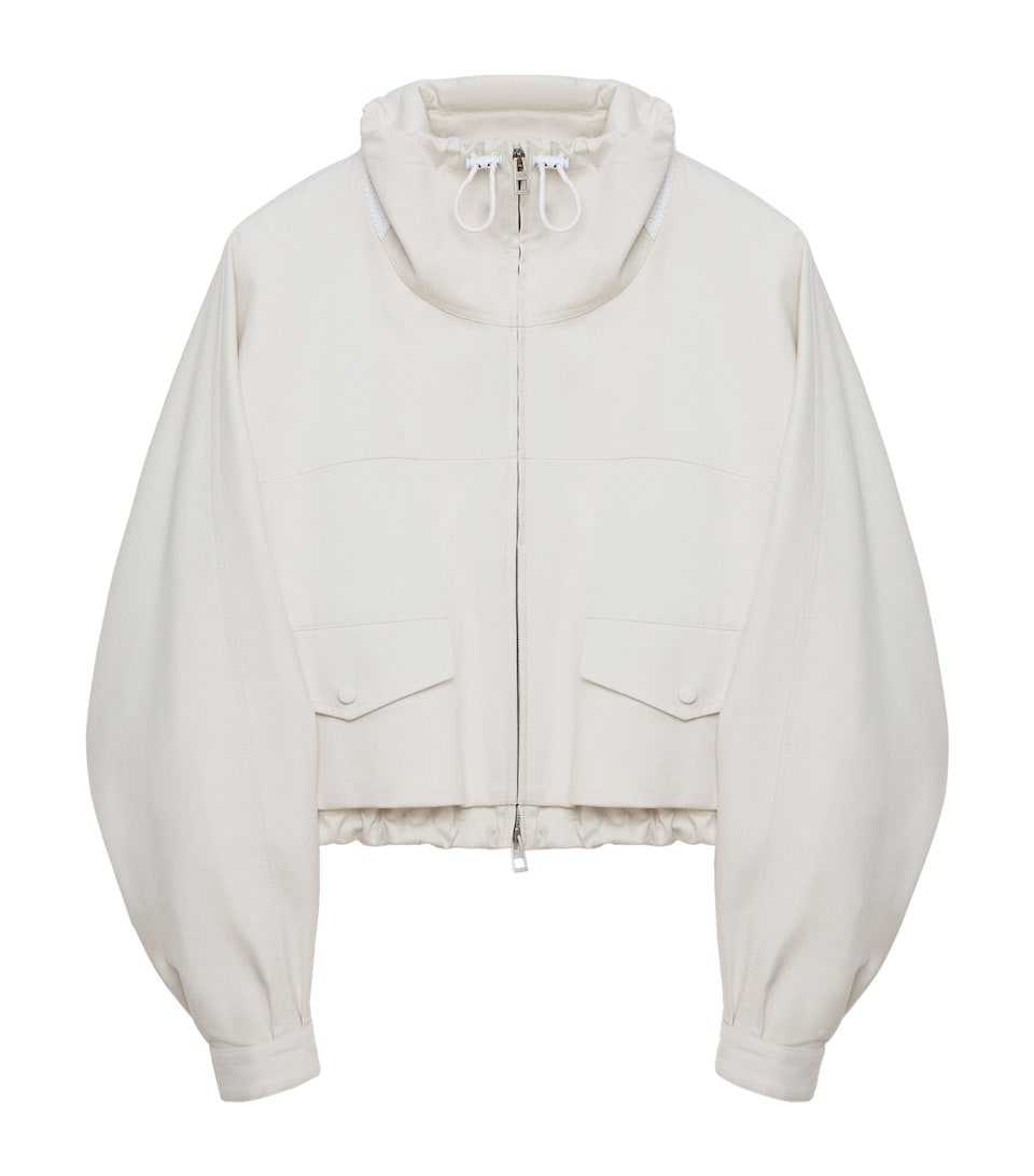 LOEWE Womens Cotton-Silk Bomber Jacket Ivory