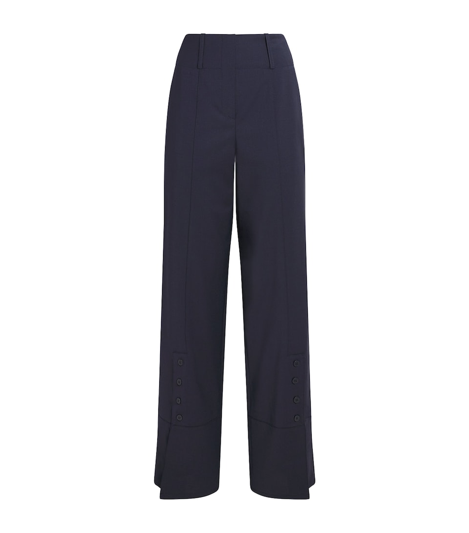 Claudie Pierlot Womens Wool-Blend Straight Trousers Navy