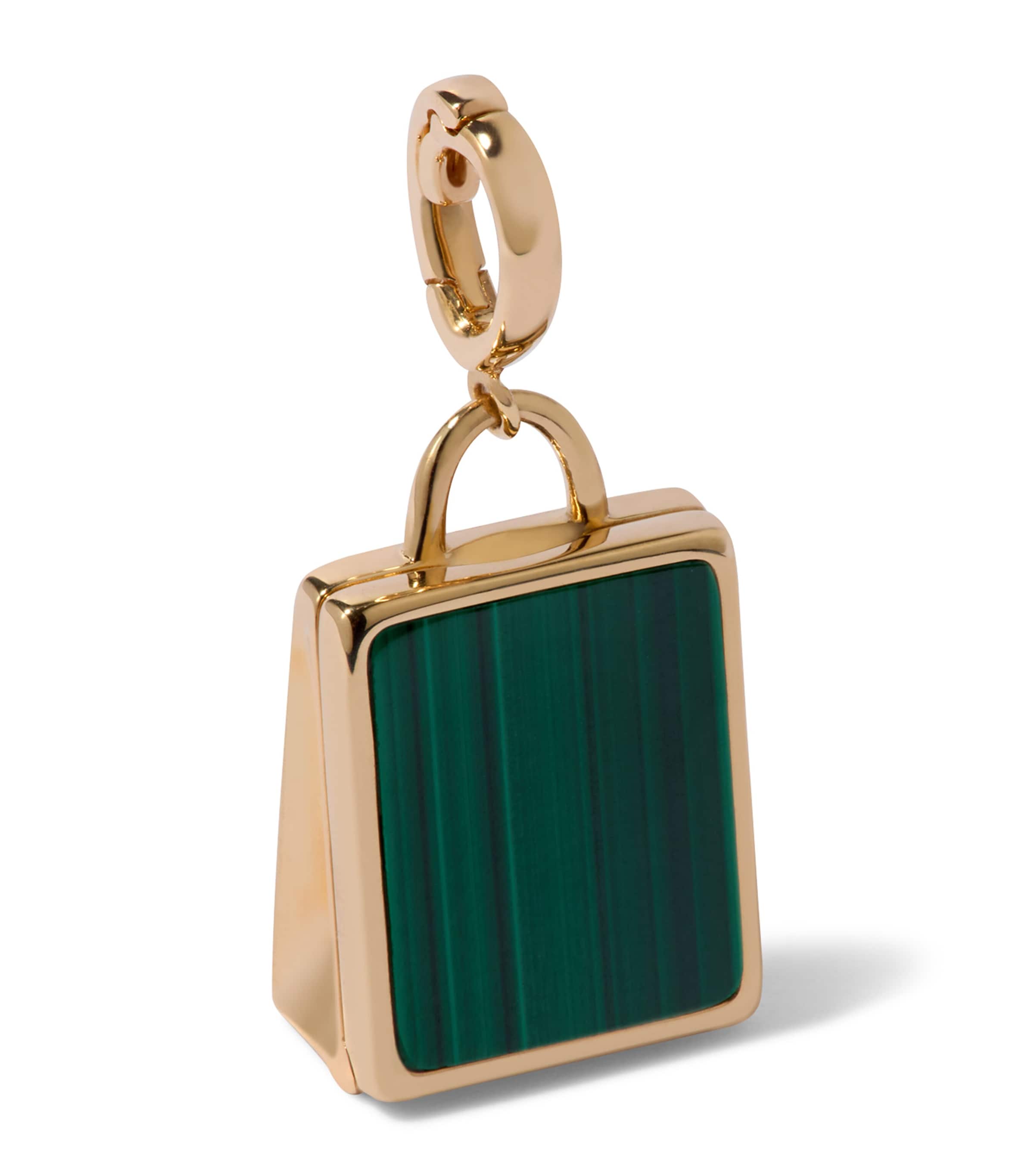 x Harrods Yellow Gold and Malachite My Life in Charms Shopping Bag Locket Charm