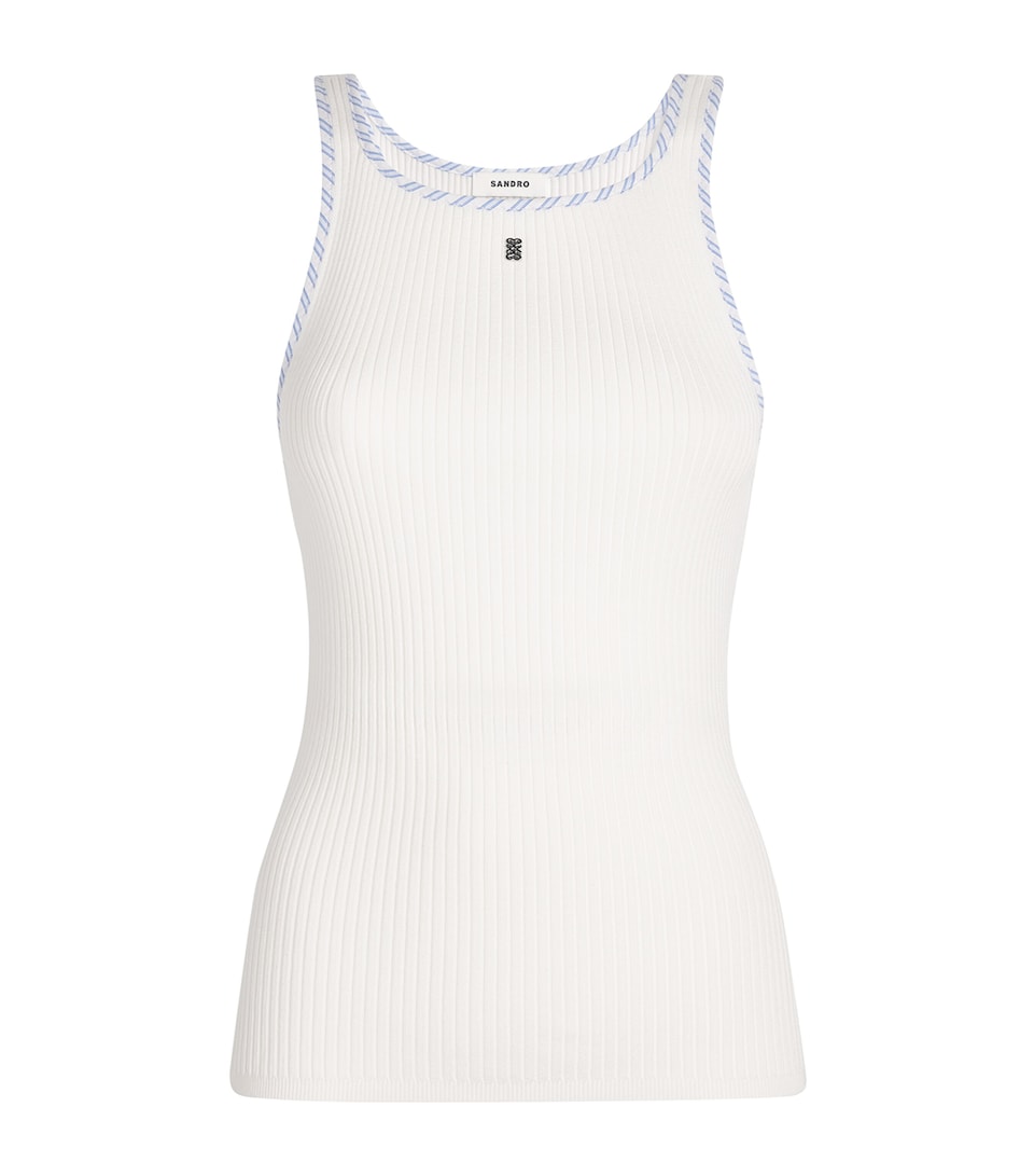 Sandro Paris Womens Rib-Knit Slim Tank Top Ecru