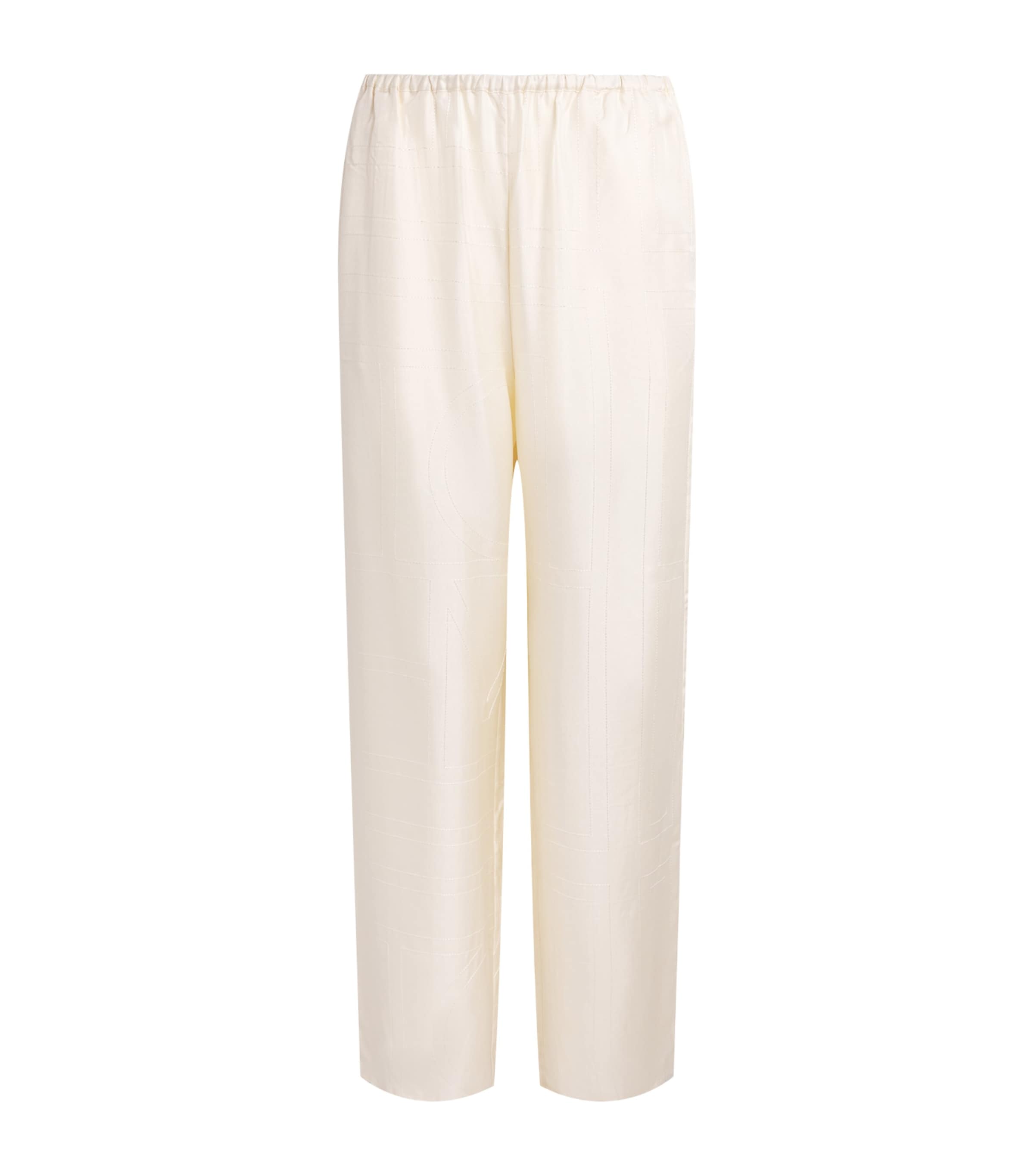 Toteme Womens Silk Monogram Trousers Cream
