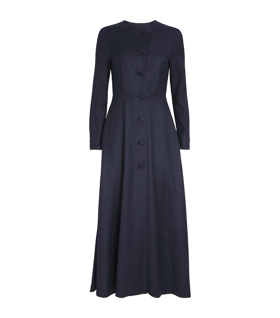 Wool-Silk-Cashmere Round-Neck Midi Dress