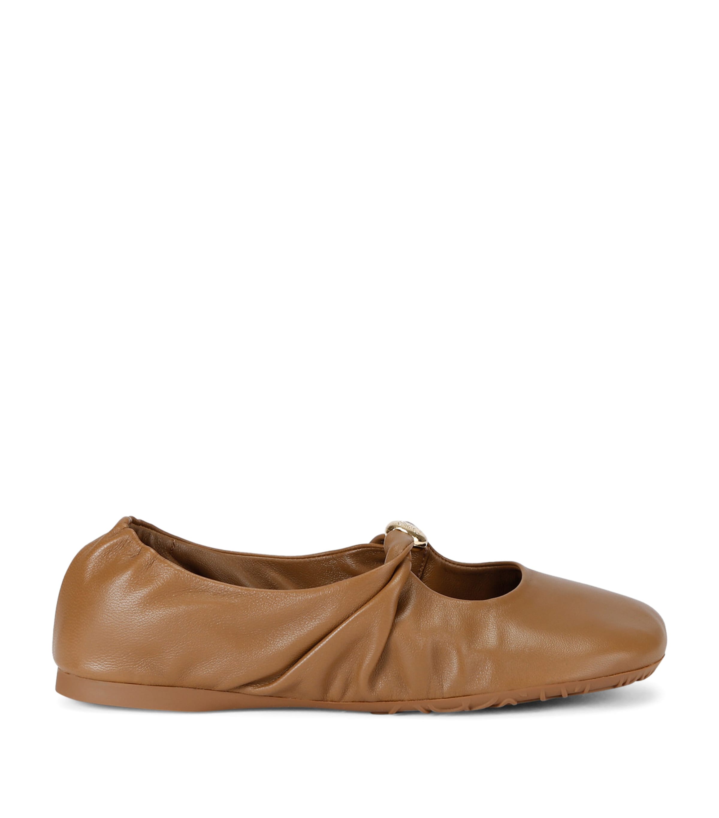 LOEWE Leather Pebble Soft Ballet Flats Mid Brown