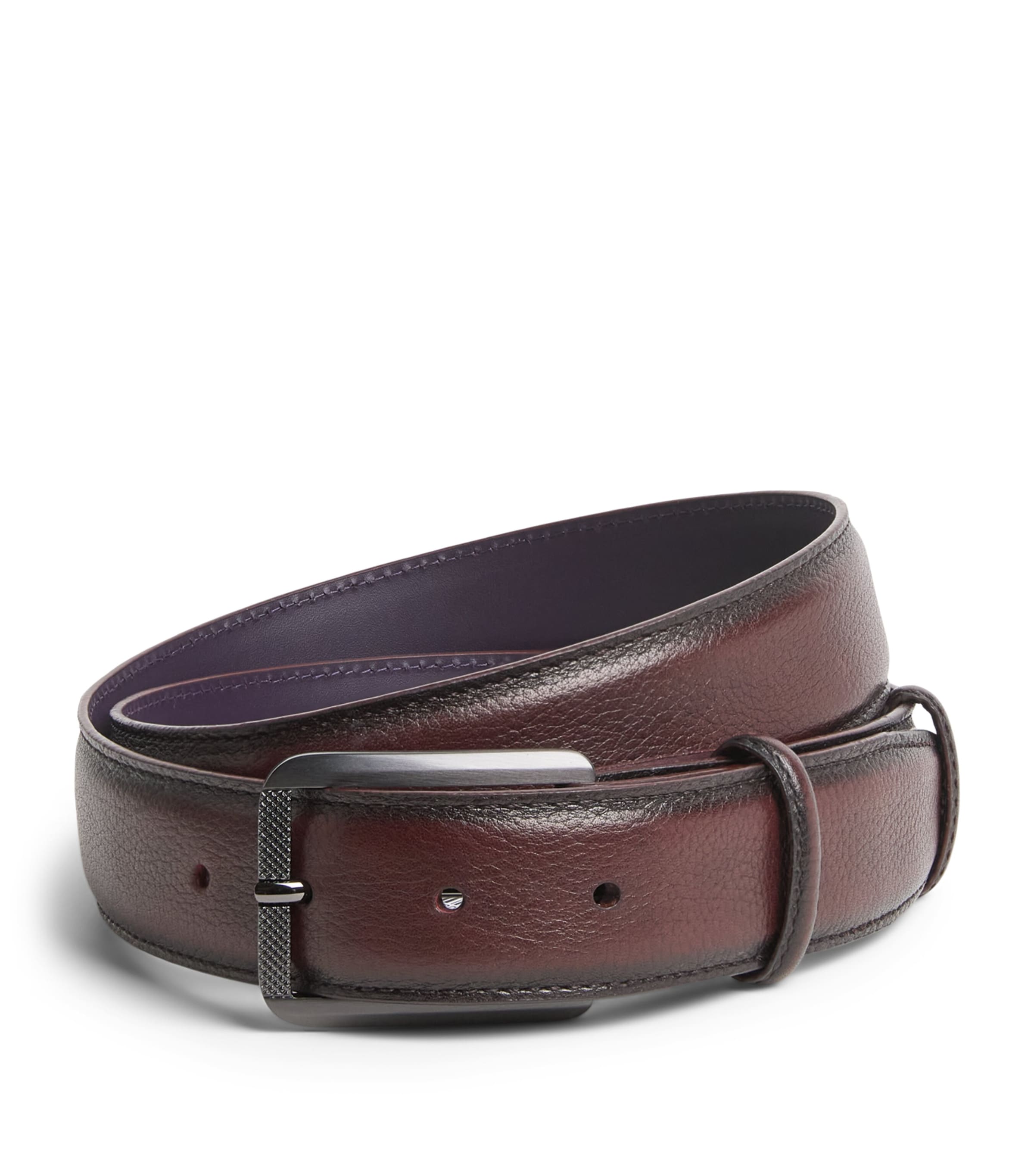 Elliot Rhodes Grained Leather Belt Burgundy