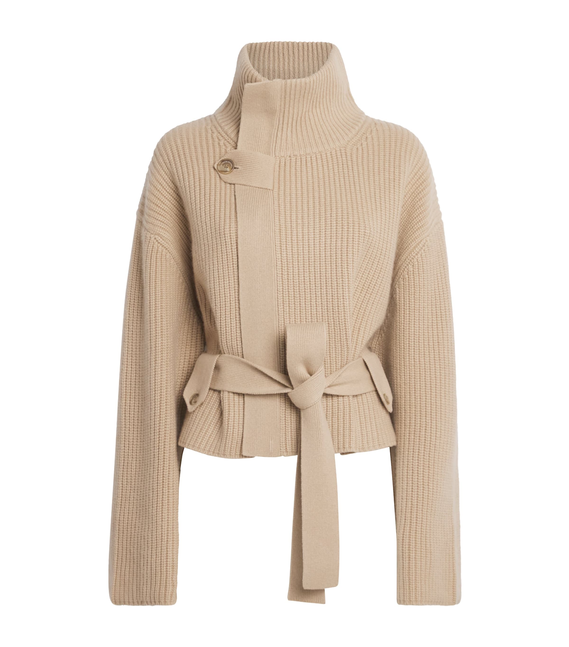 Brandon Maxwell Womens Cashmere Belted Neal Jacket Camel