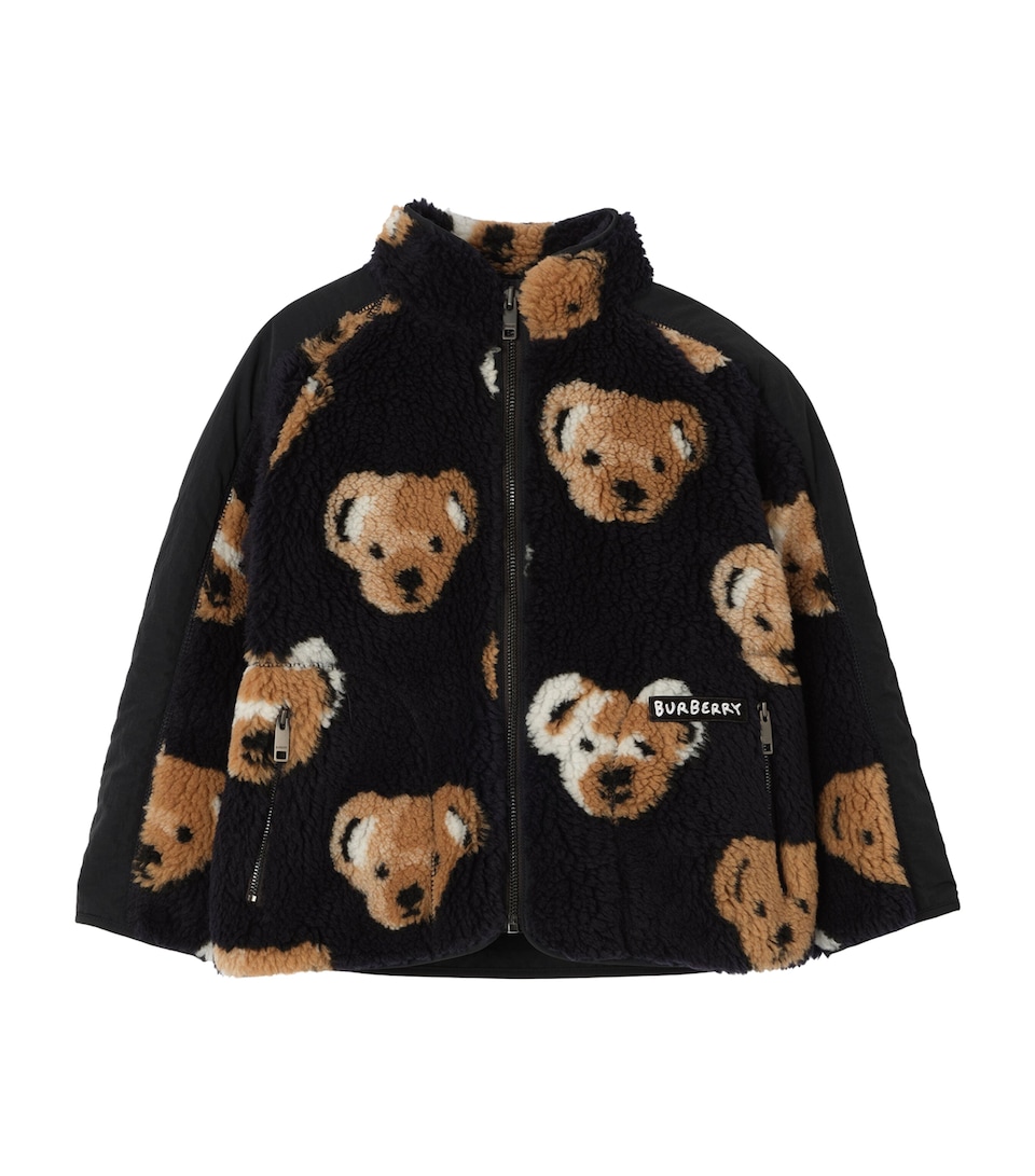 Burberry Kids Fleece Thomas Bear Jacket (4-12 Years) Ink Ip Pattern